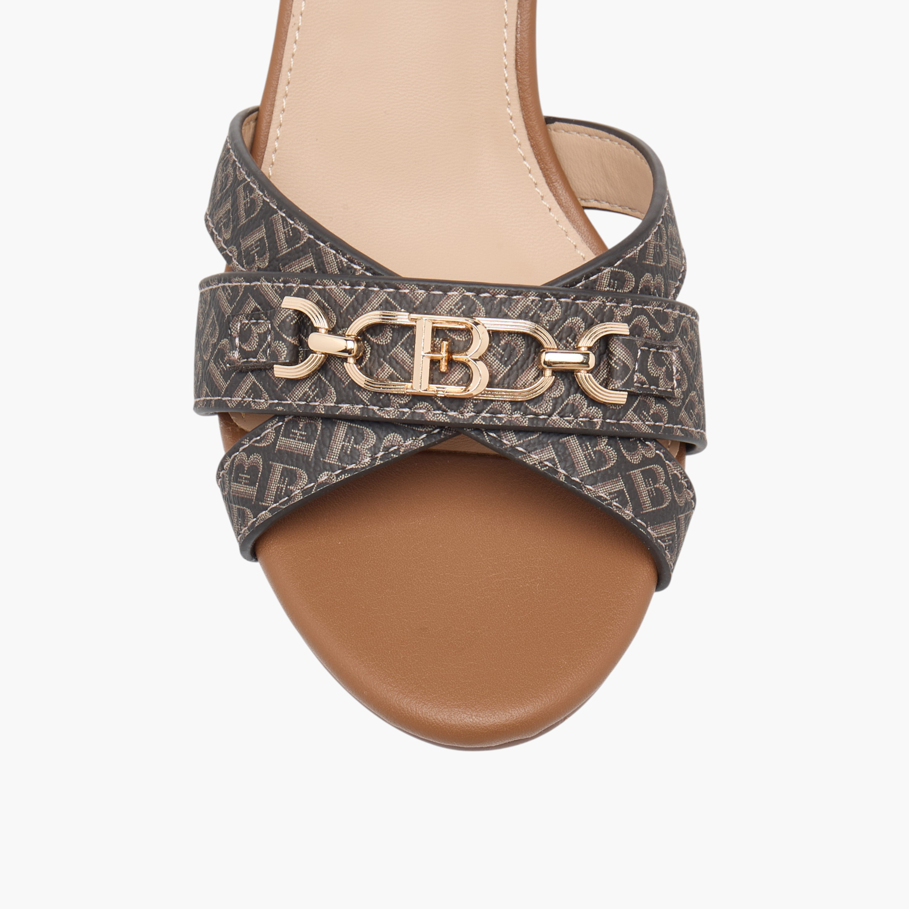 Flora Bella Monogram Print Sandals with Stiletto Heels and Buckle Closure-women-shoes-sandals-heeled-image-4
