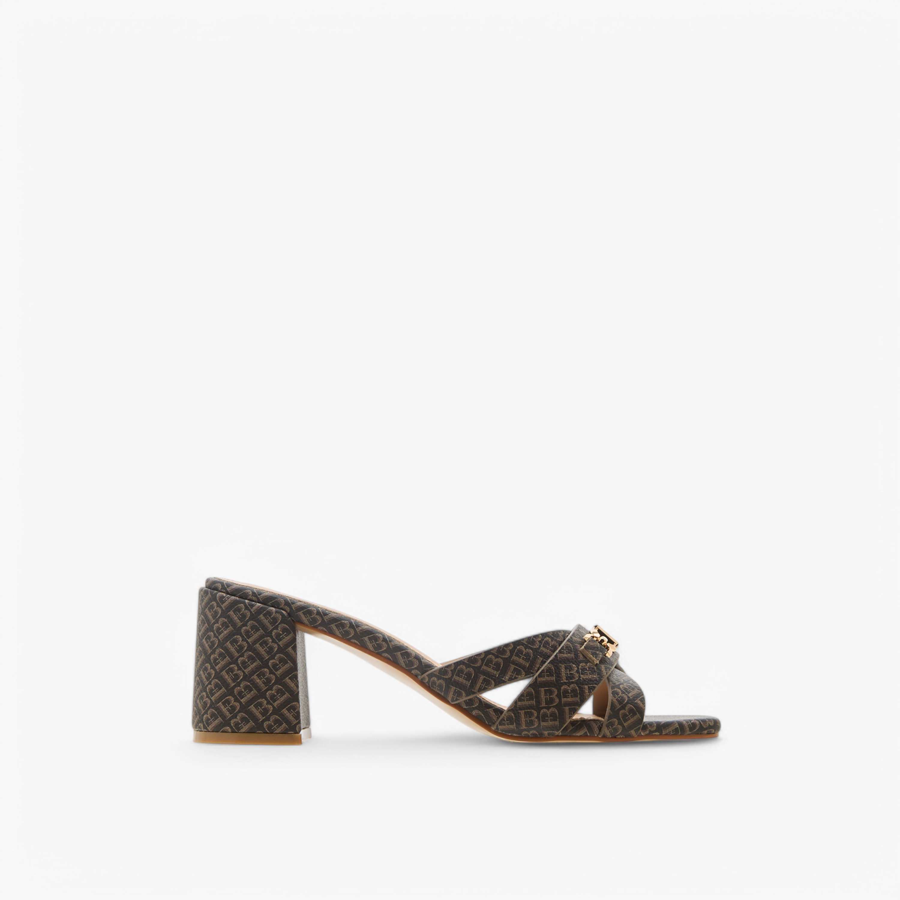 Flora Bella Monogram Print Cross Strap Sandals with Block Heels-women-shoes-sandals-heeled-image-3
