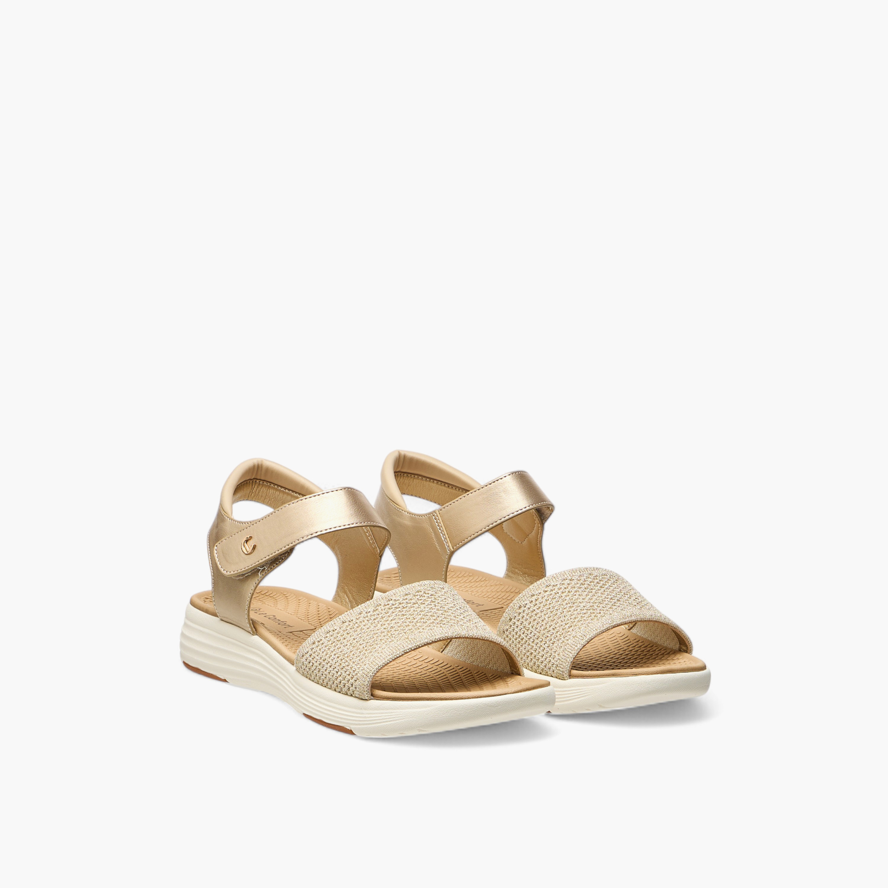 صندل مريح بارز الملمس بشريط إغلاق لاصق من لو كونفورت-women-shoes-flats-sandals-image-1
