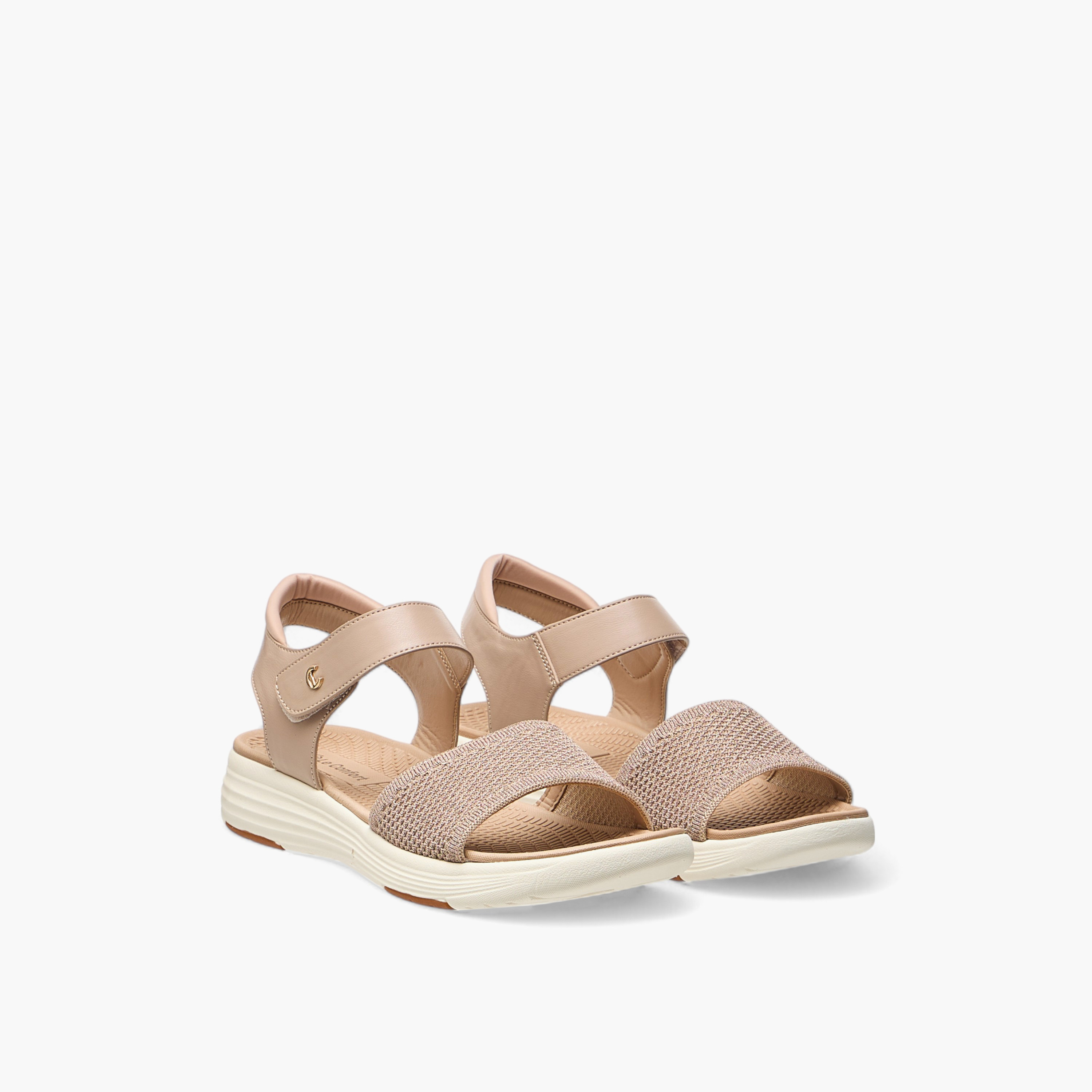 صندل مريح بارز الملمس بشريط إغلاق لاصق من لو كونفورت-women-shoes-flats-sandals-image-13