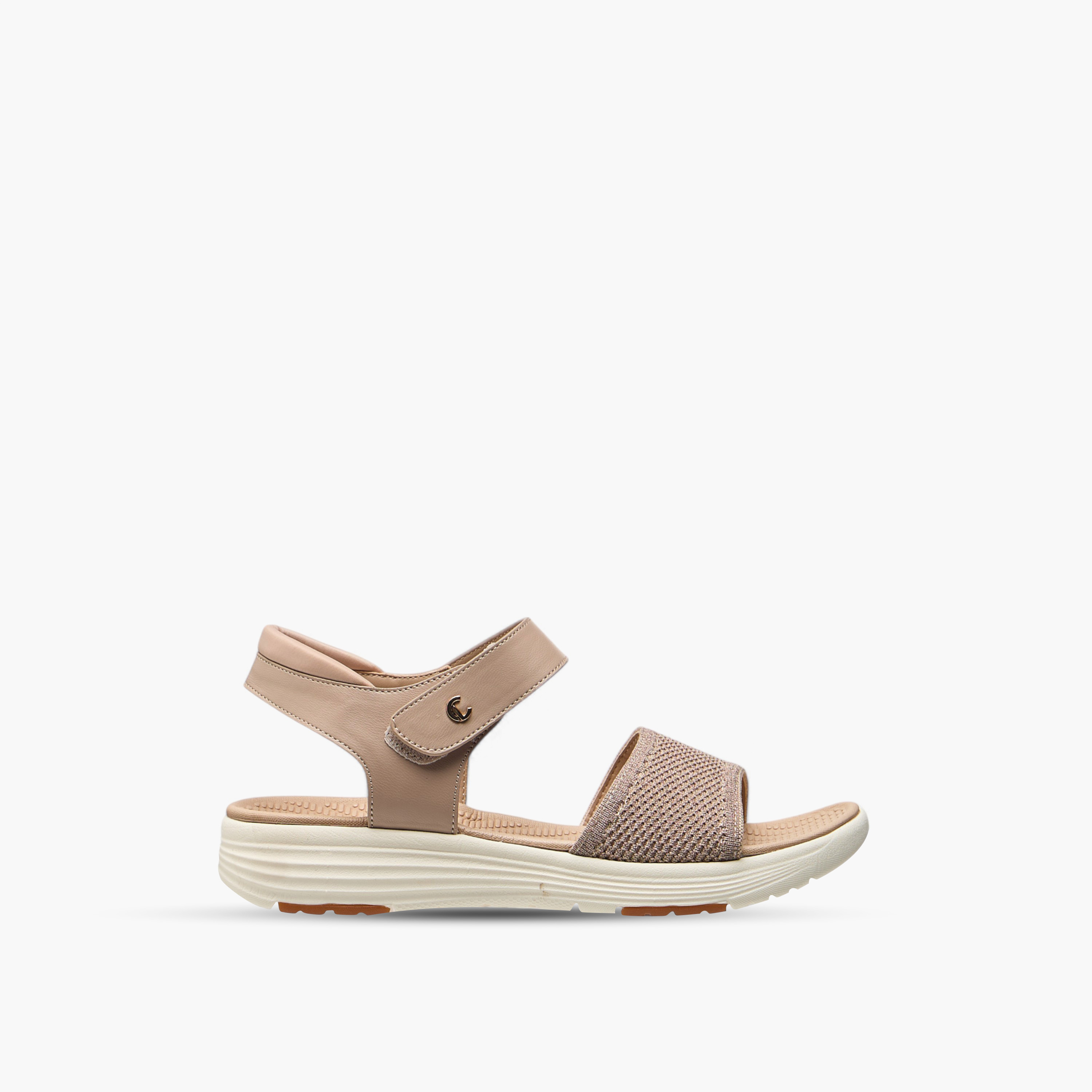 Le Confort Textured Comfort Sandals with Hook and Loop Closure-women-shoes-flats-sandals-image-3