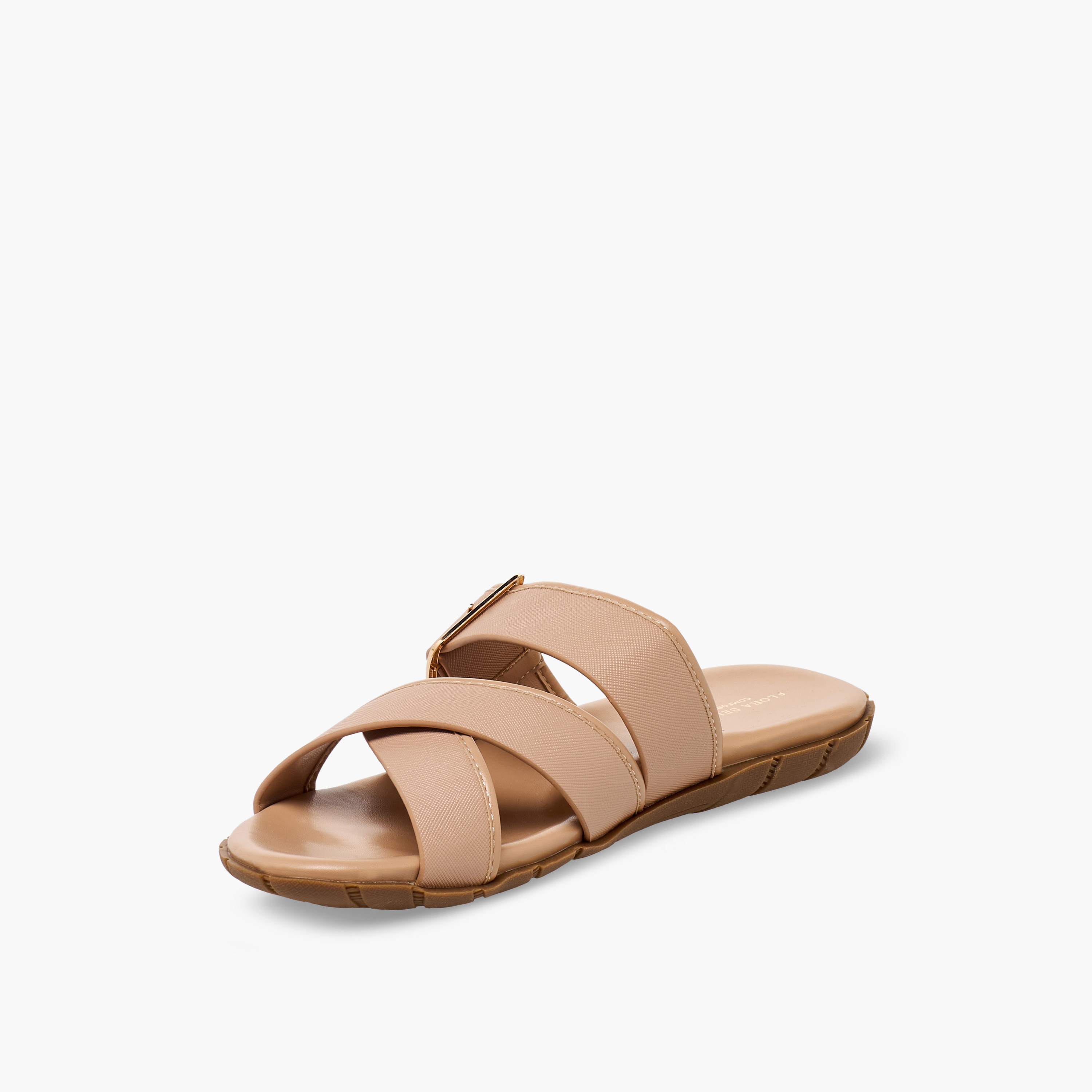 صندل بأحزمة متقاطعة وزينة إبزيم للنساء من فلورا بيلا-women-shoes-flats-sandals-image-12