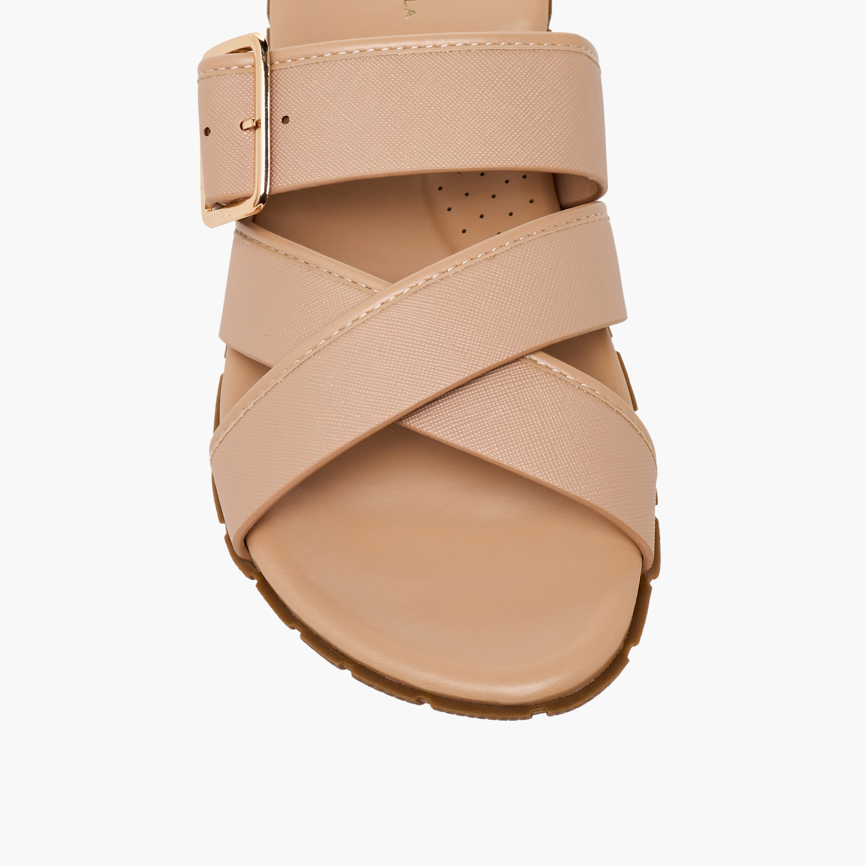 صندل بأحزمة متقاطعة وزينة إبزيم للنساء من فلورا بيلا-women-shoes-flats-sandals-image-15