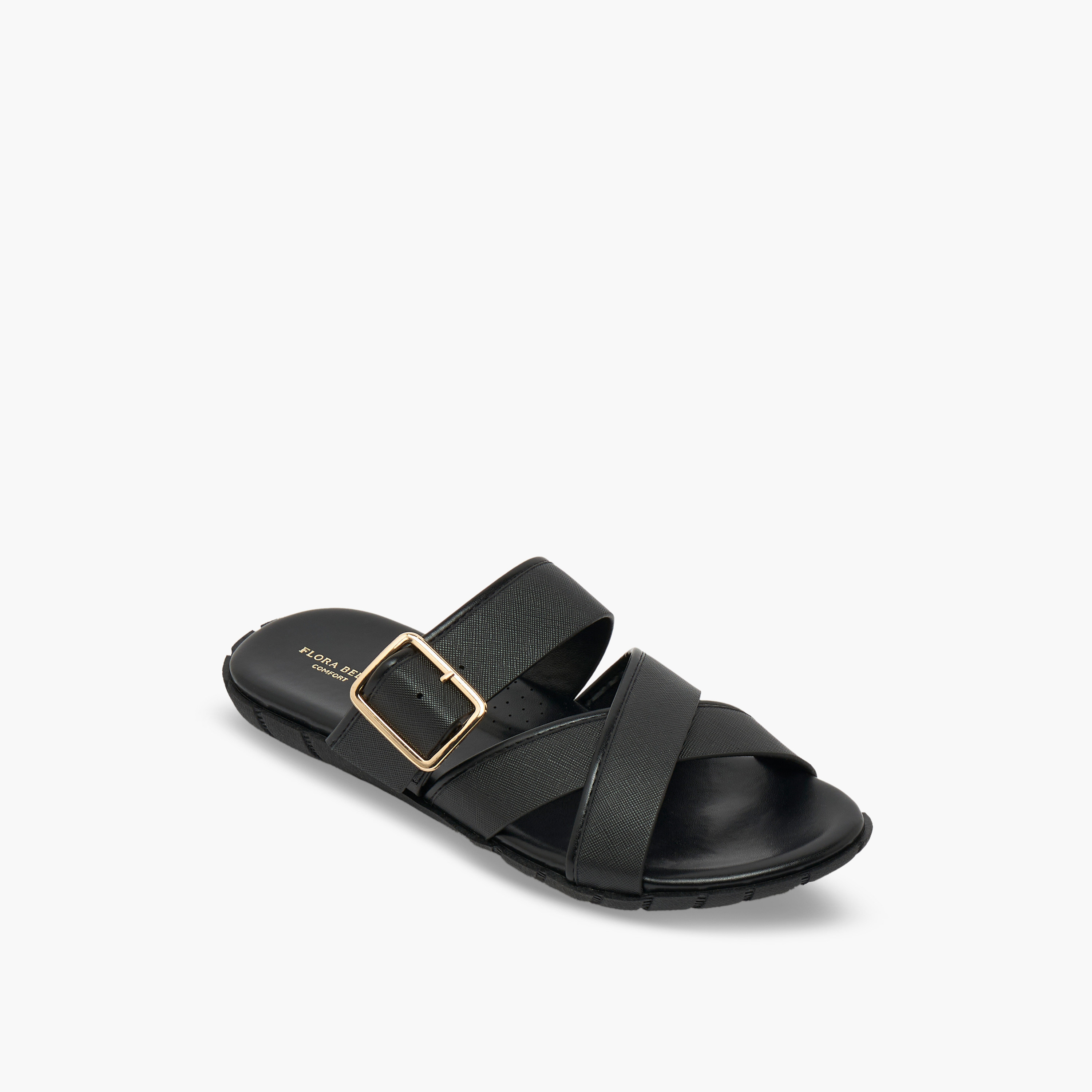 صندل بأحزمة متقاطعة وزينة إبزيم للنساء من فلورا بيلا-women-shoes-flats-sandals-image-2