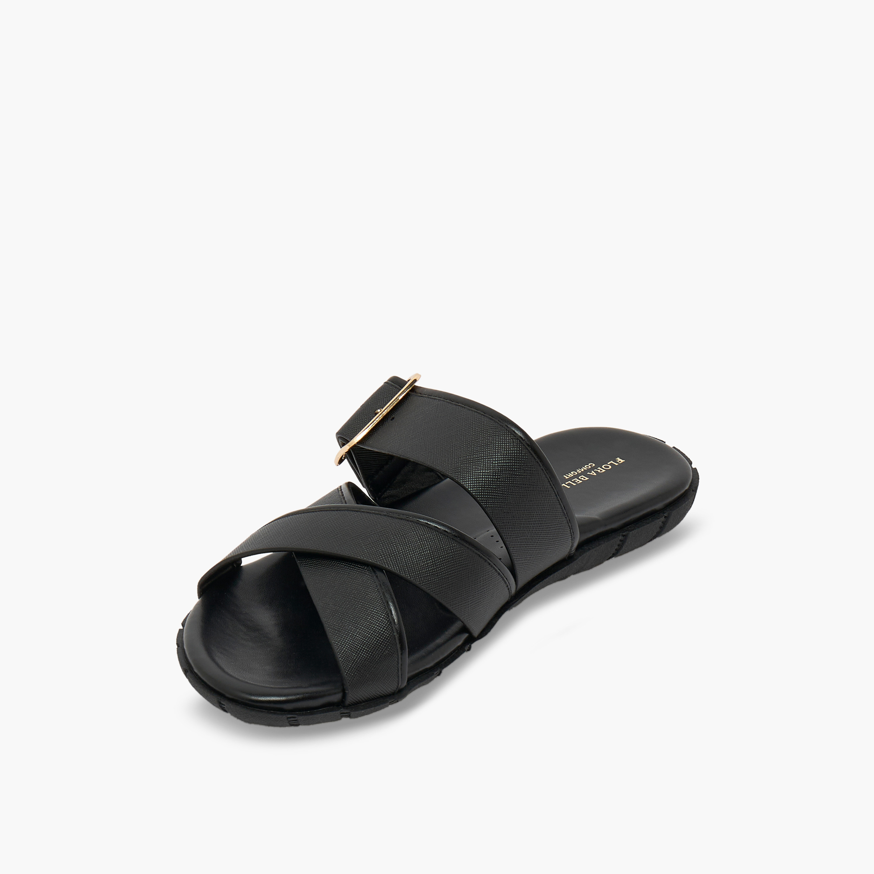 صندل بأحزمة متقاطعة وزينة إبزيم للنساء من فلورا بيلا-women-shoes-flats-sandals-image-4