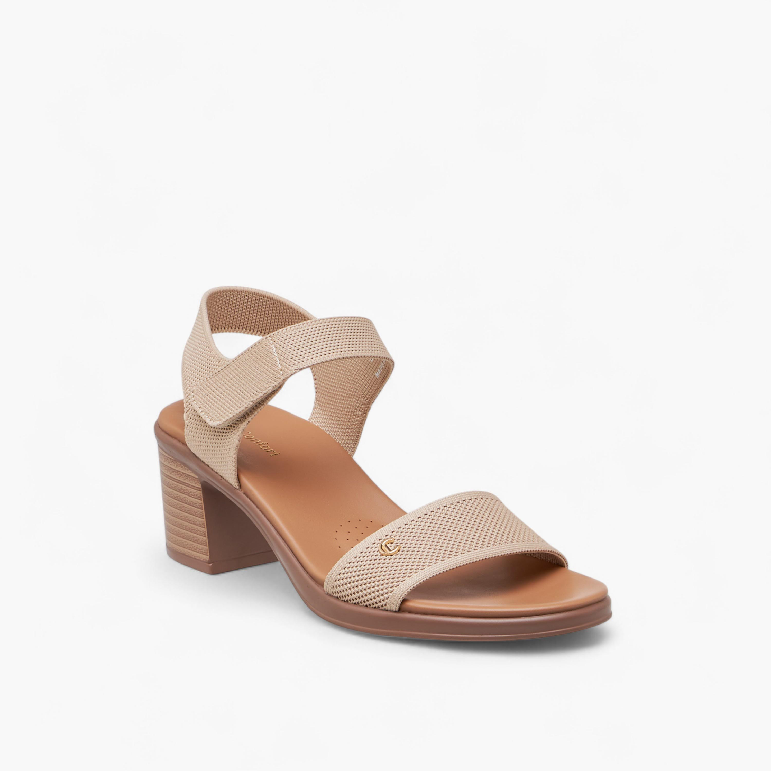 صندل بارز الملمس بشبكة فلاينت وكعب سميك من لو كونفورت-women-shoes-sandals-heeled-image-2
