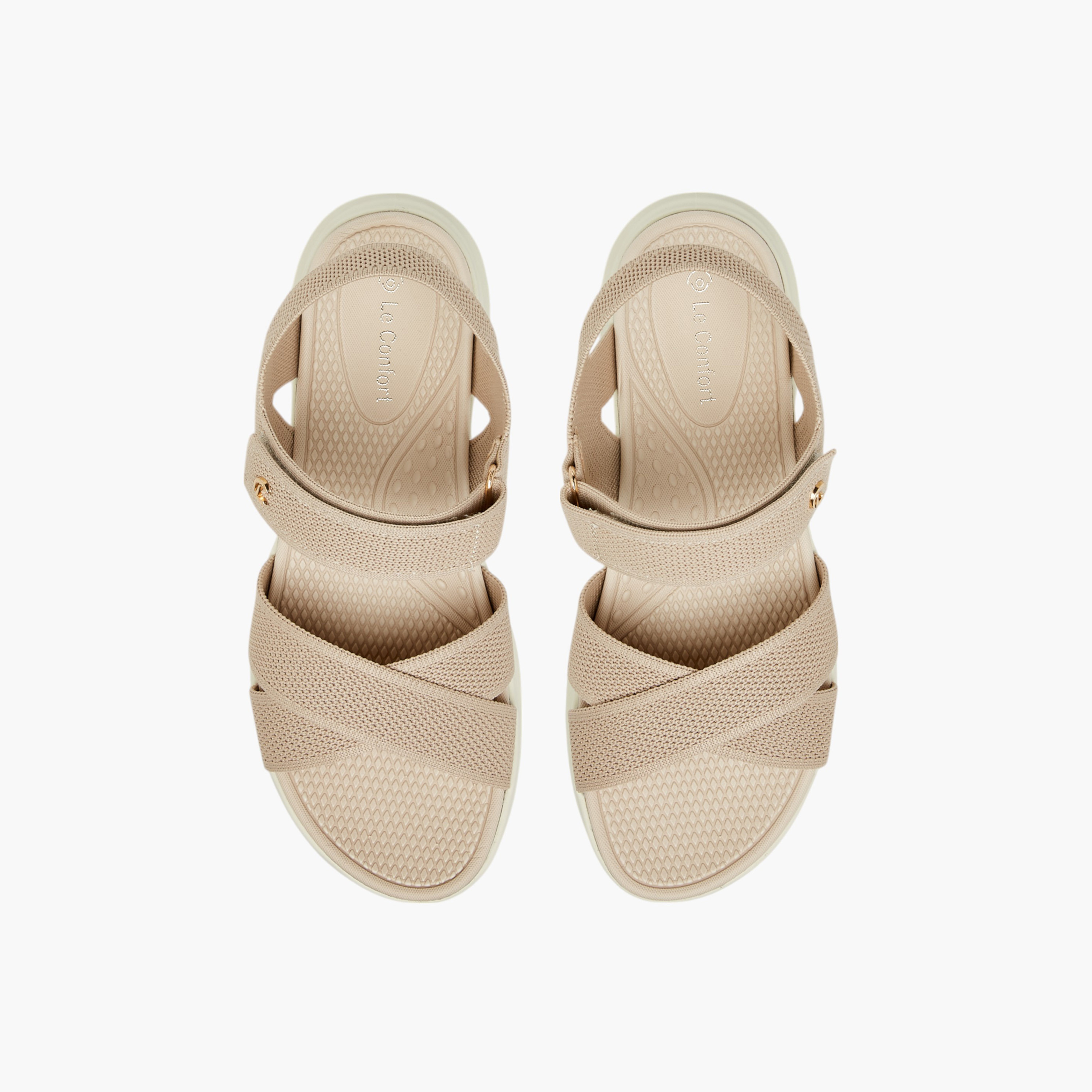 صندل بارز الملمس بحزام متقاطع وشريط إغلاق لاصق من لو كونفورت-women-shoes-sandals-heeled-image-1