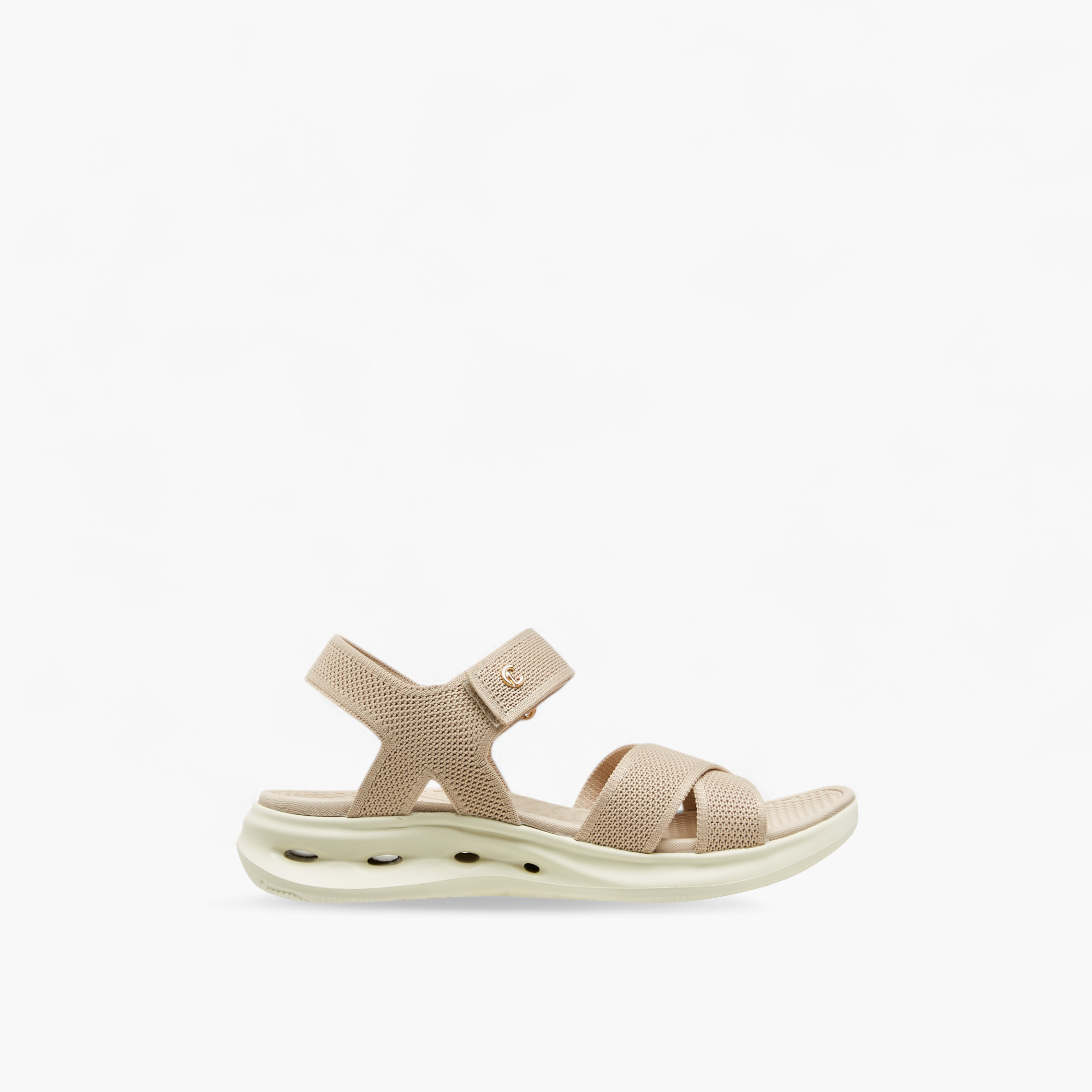 صندل بارز الملمس بحزام متقاطع وشريط إغلاق لاصق من لو كونفورت-women-shoes-sandals-heeled-image-2