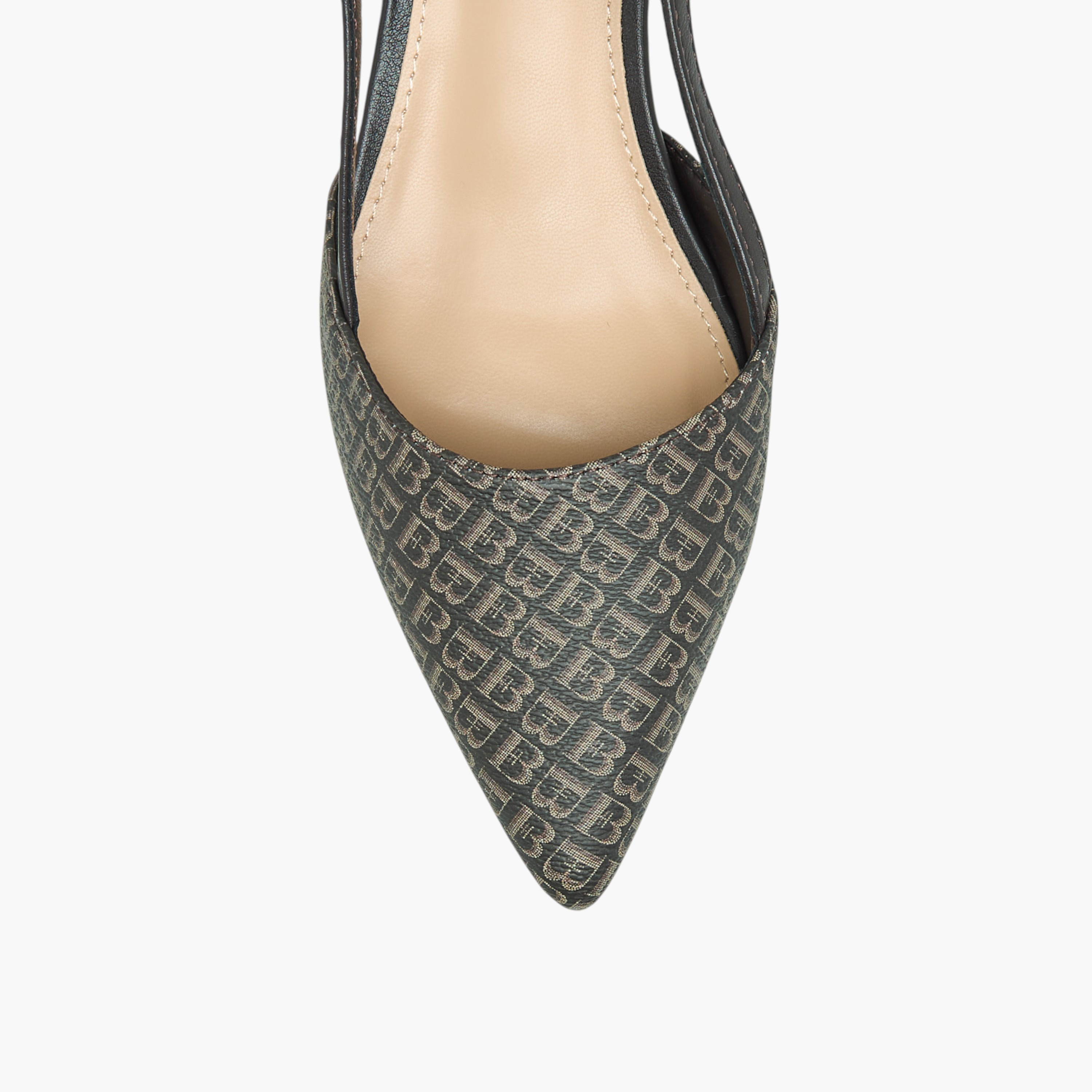 Flora Bella Monogram Print Pointed Toe Shoes with Kitten Heels and Buckle Closure-women-shoes-heels-image-4