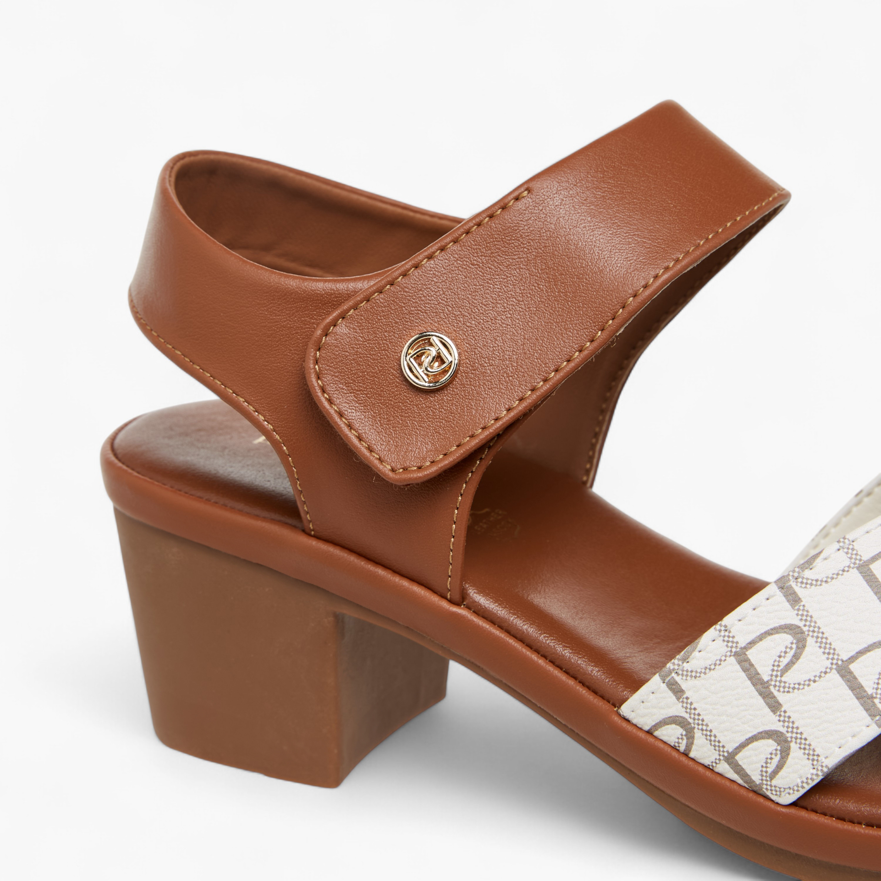 Paprika Monogram Print Sandals with Block Heels-women-shoes-sandals-heeled-image-6