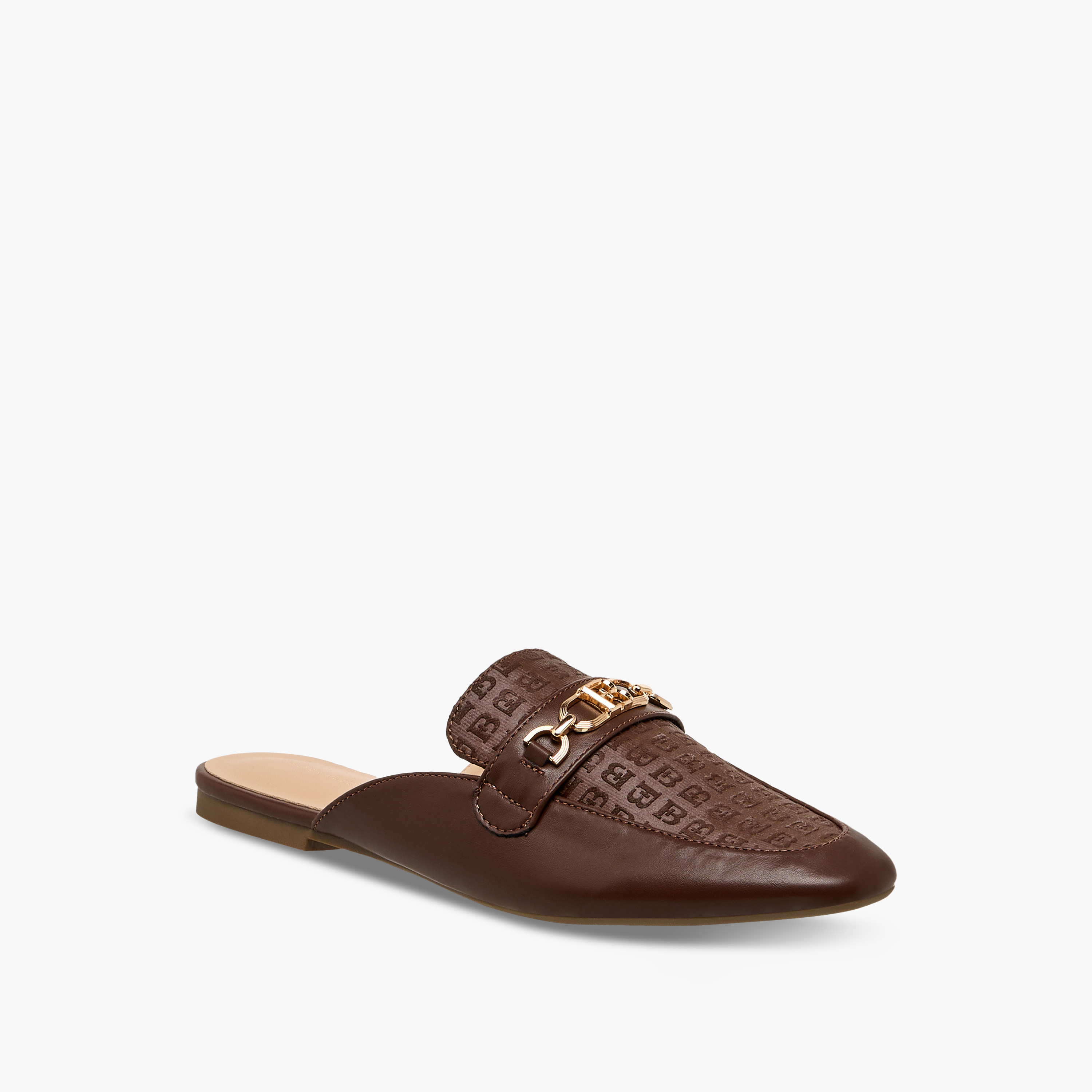 Flora Bella Monogram Embossed Mules with Metal Accent-women-shoes-flats-mules-image-2