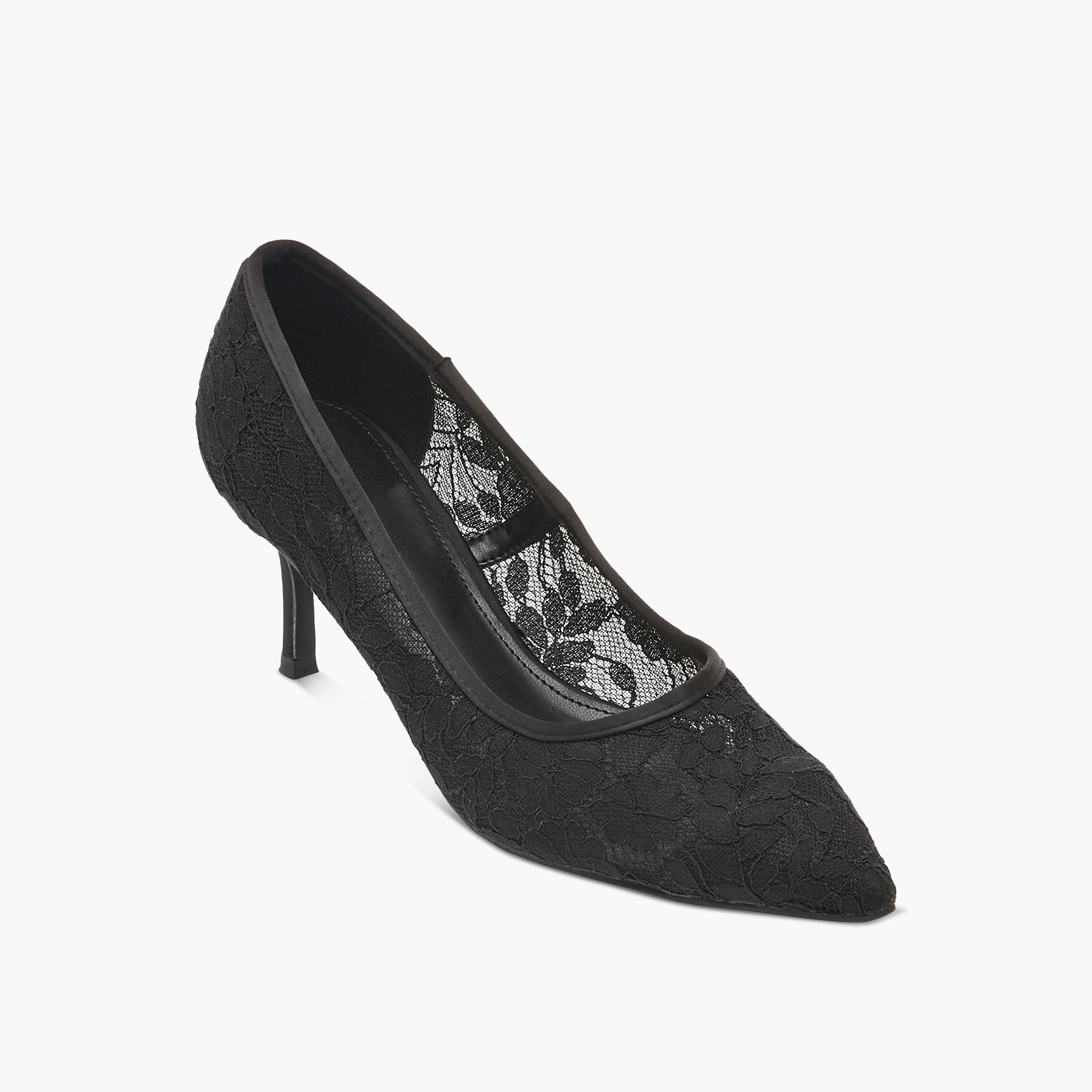 Flora Bella Lace Textured Slip-On Pumps with Stiletto Heels-women-shoes-heels-image-2