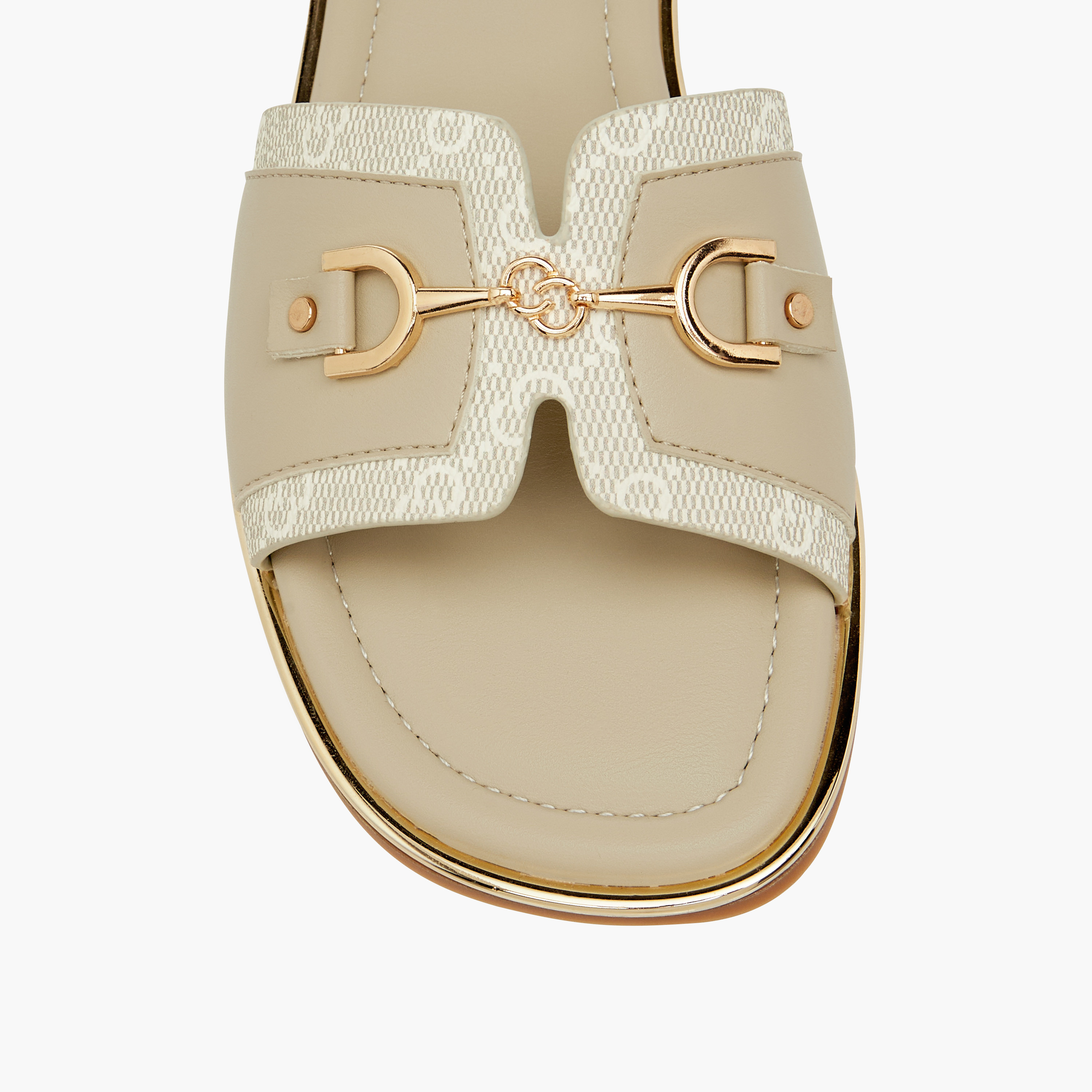 Celeste Women's Monogram Print Slip-On Sandals with Metallic Detail-women-shoes-flats-sandals-image-4