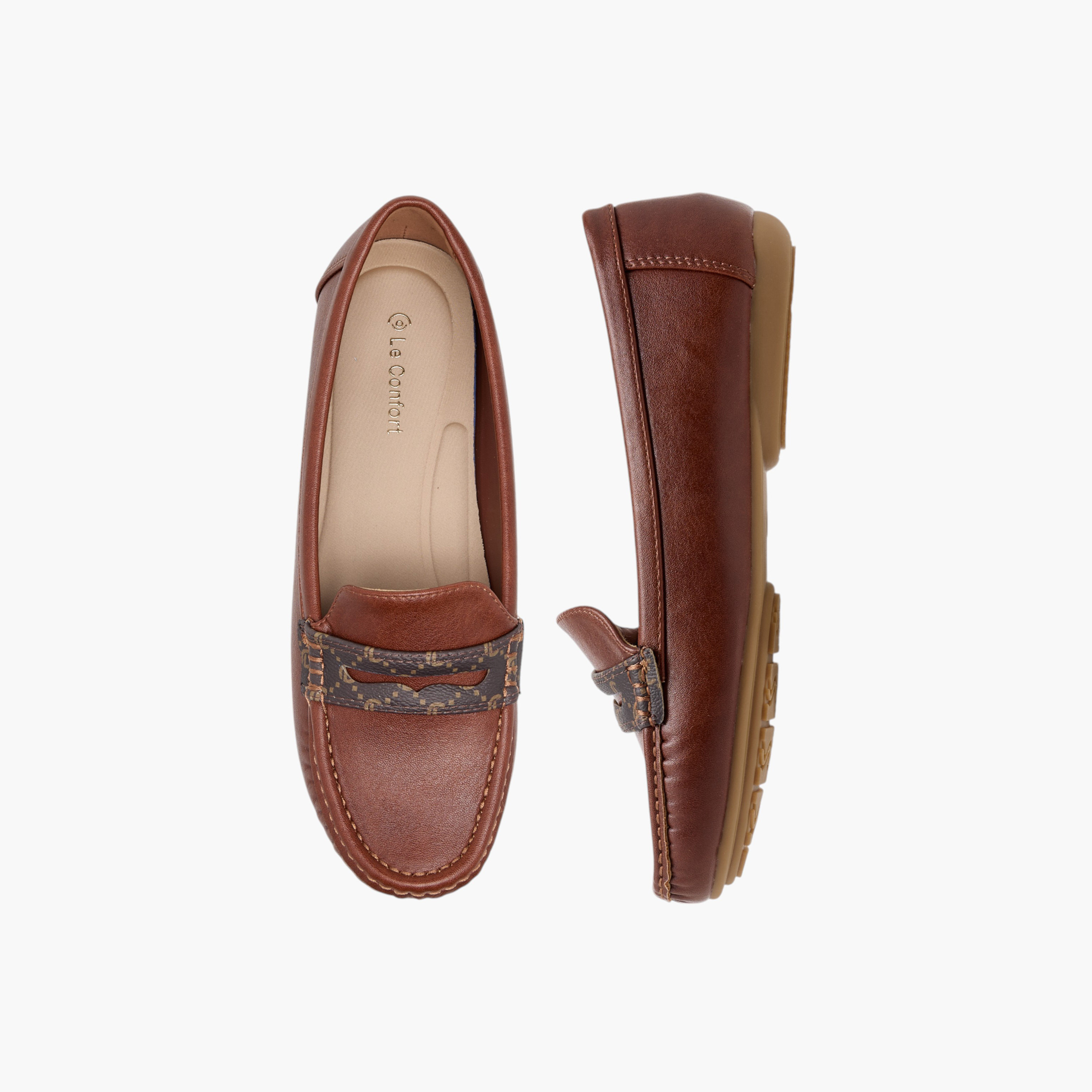 حذاء موكاسين سهل الارتداء بطبعات مونجرام من لو كونفورت-women-shoes-loafersandmoccasins-image-1