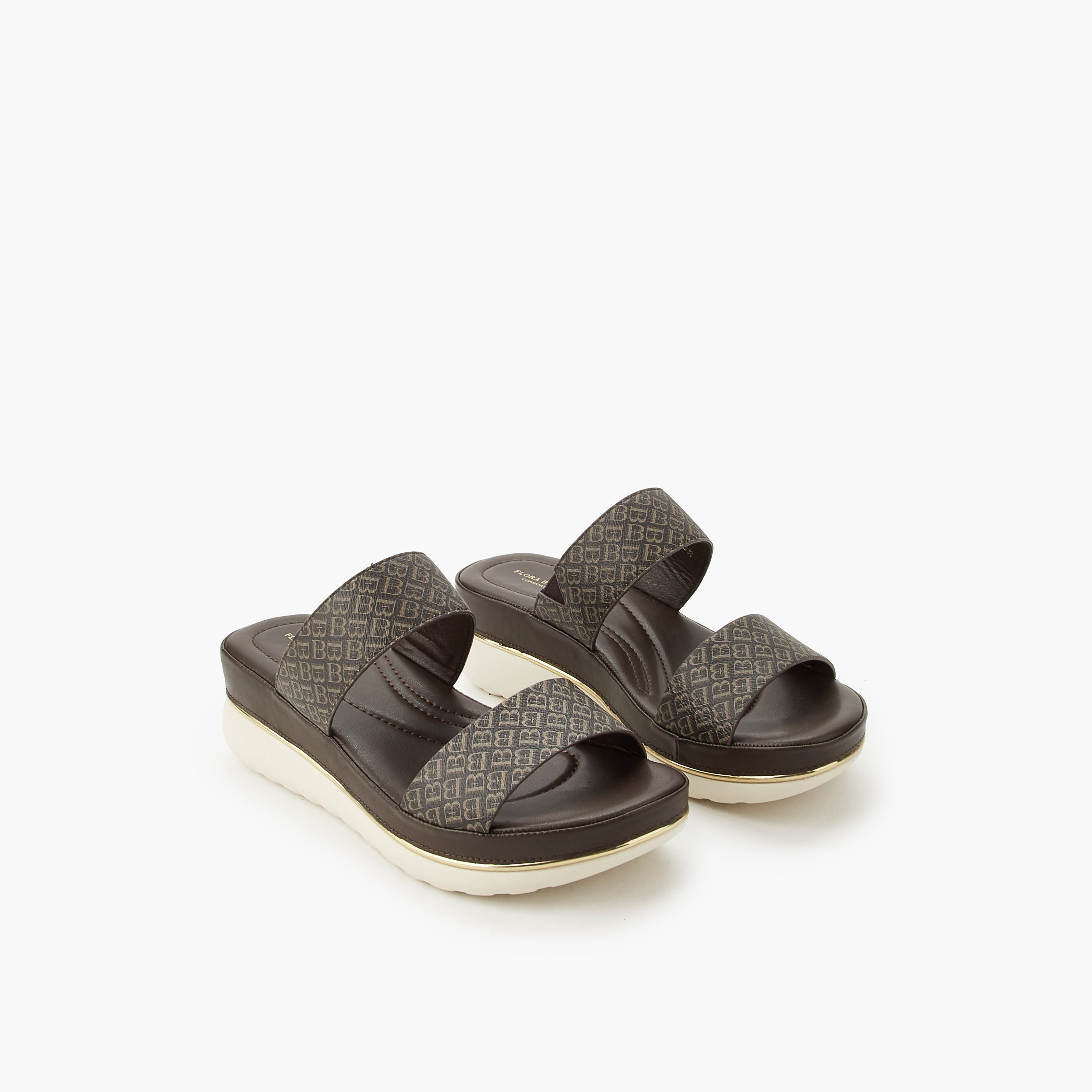 صندل بكعب عريض وطبعات مونوجرام للنساء من فلورا بيلا-women-shoes-flats-sandals-image-1