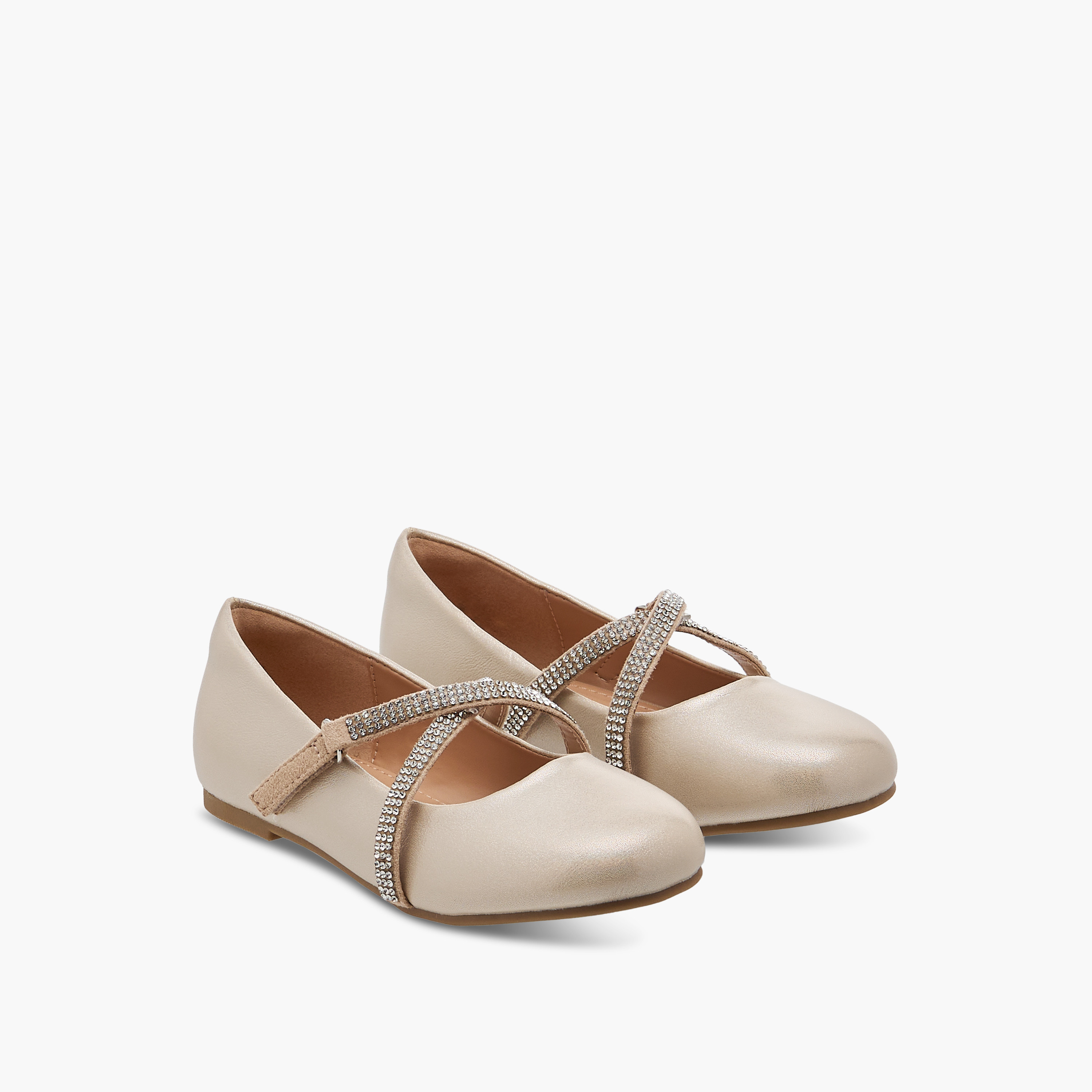 Juniors Embellished Mary Jane Shoes with Hook and Loop Closure-girls-shoes-ballerinas-image-1