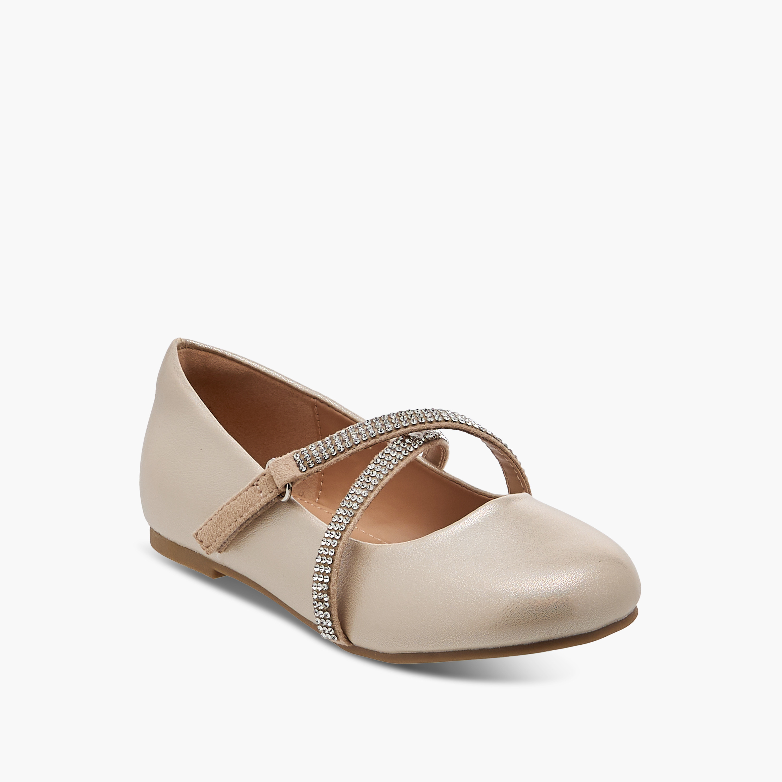 Juniors Embellished Mary Jane Shoes with Hook and Loop Closure-girls-shoes-ballerinas-image-2