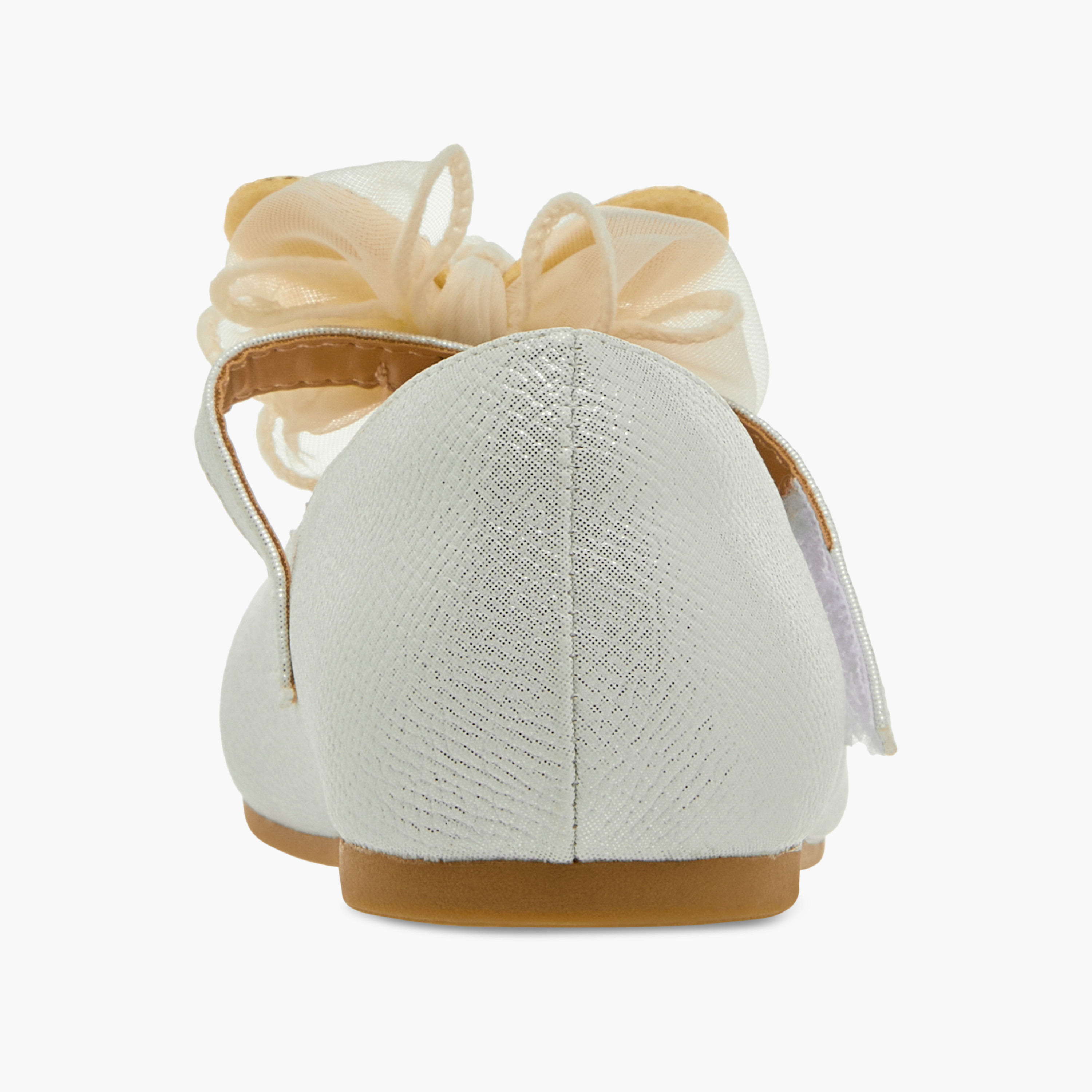 Juniors Butterfly Embellished Ballerina Shoes with Hook and Loop Closure-girls-shoes-maryjanes-image-5