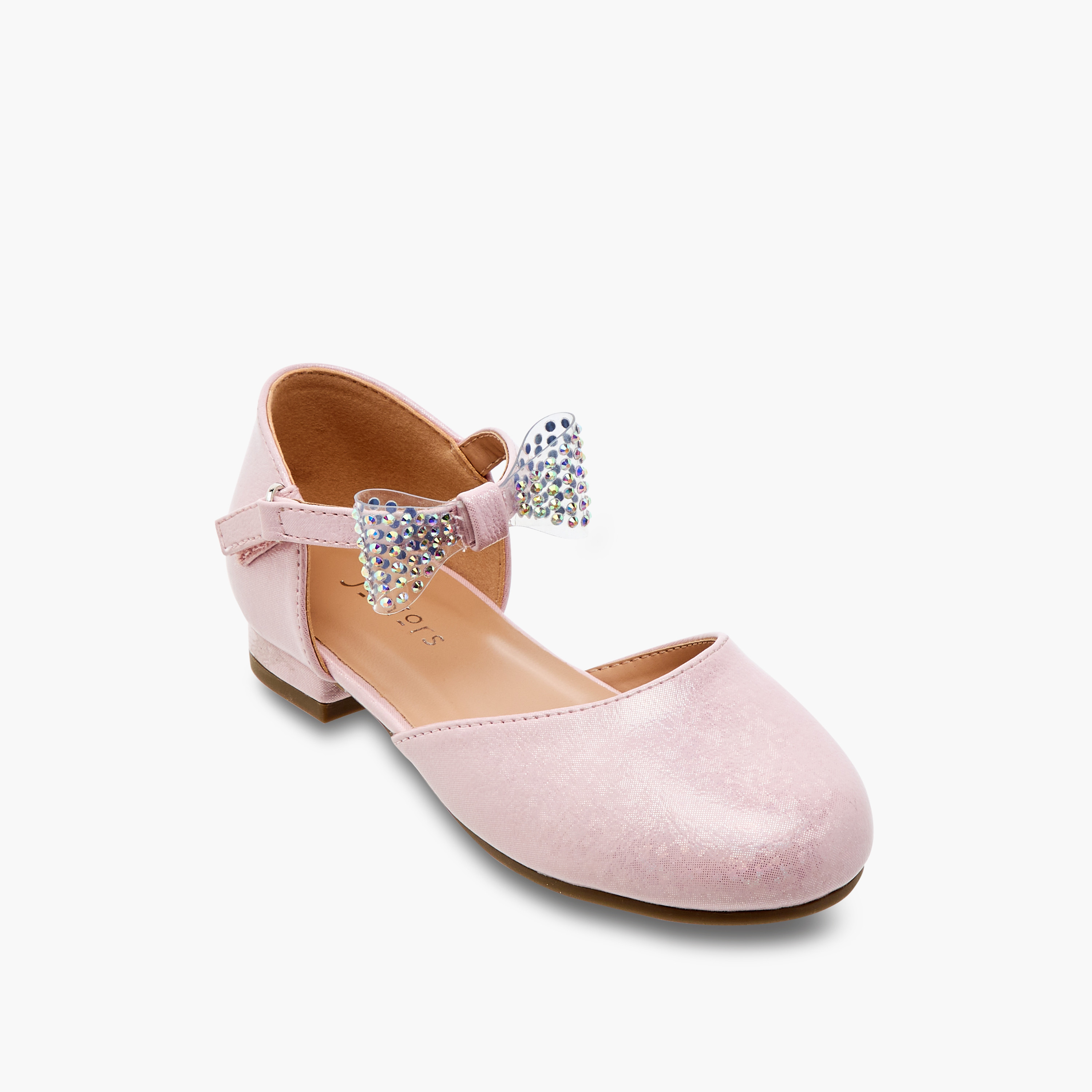 حذاء باليرينا بشريط إغلاق لاصق وفيونكة مزينة من جونيورز-girls-shoes-sandals-image-2