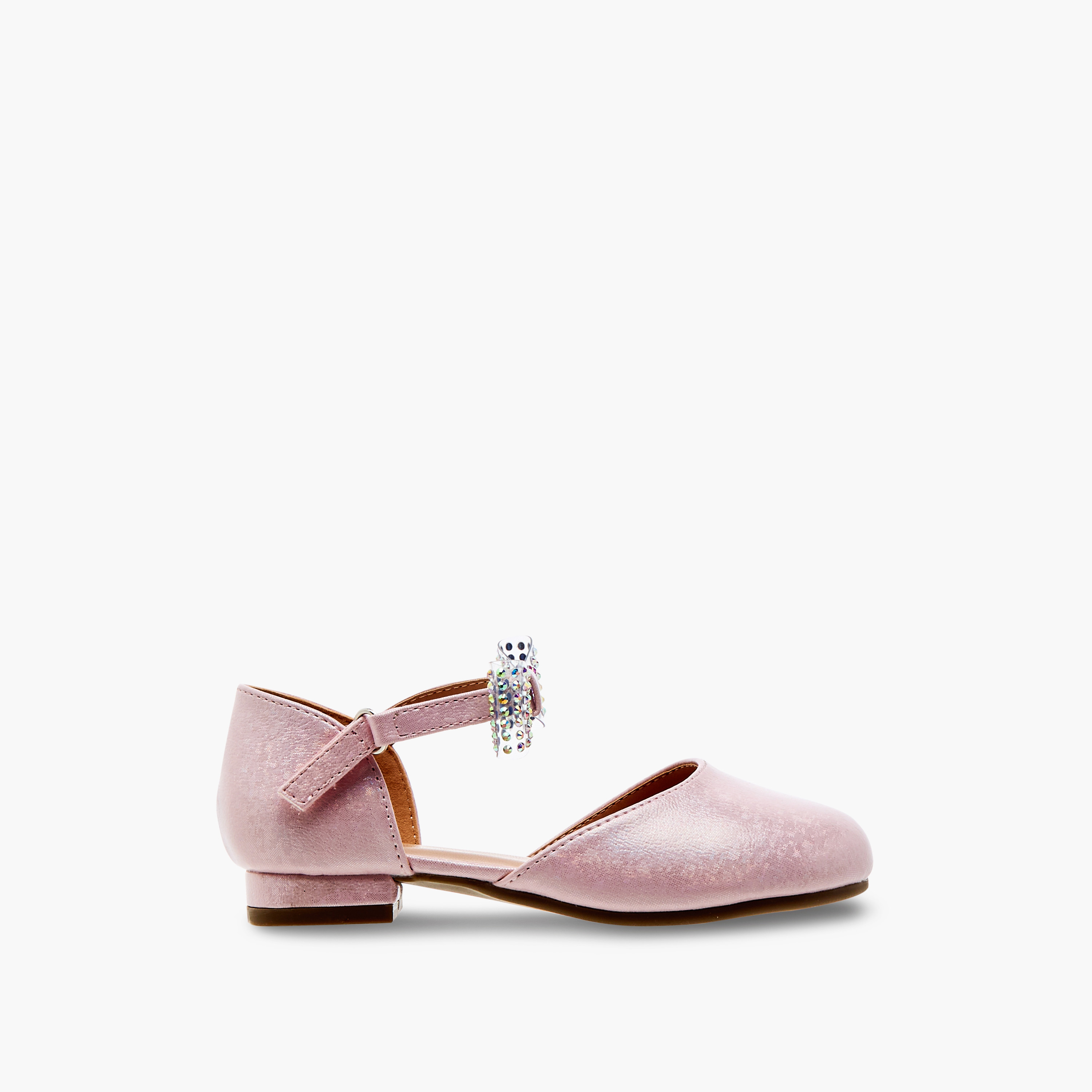 Juniors Bow Embellished Ballerina Shoes with Hook and Loop Closure-girls-shoes-sandals-image-3