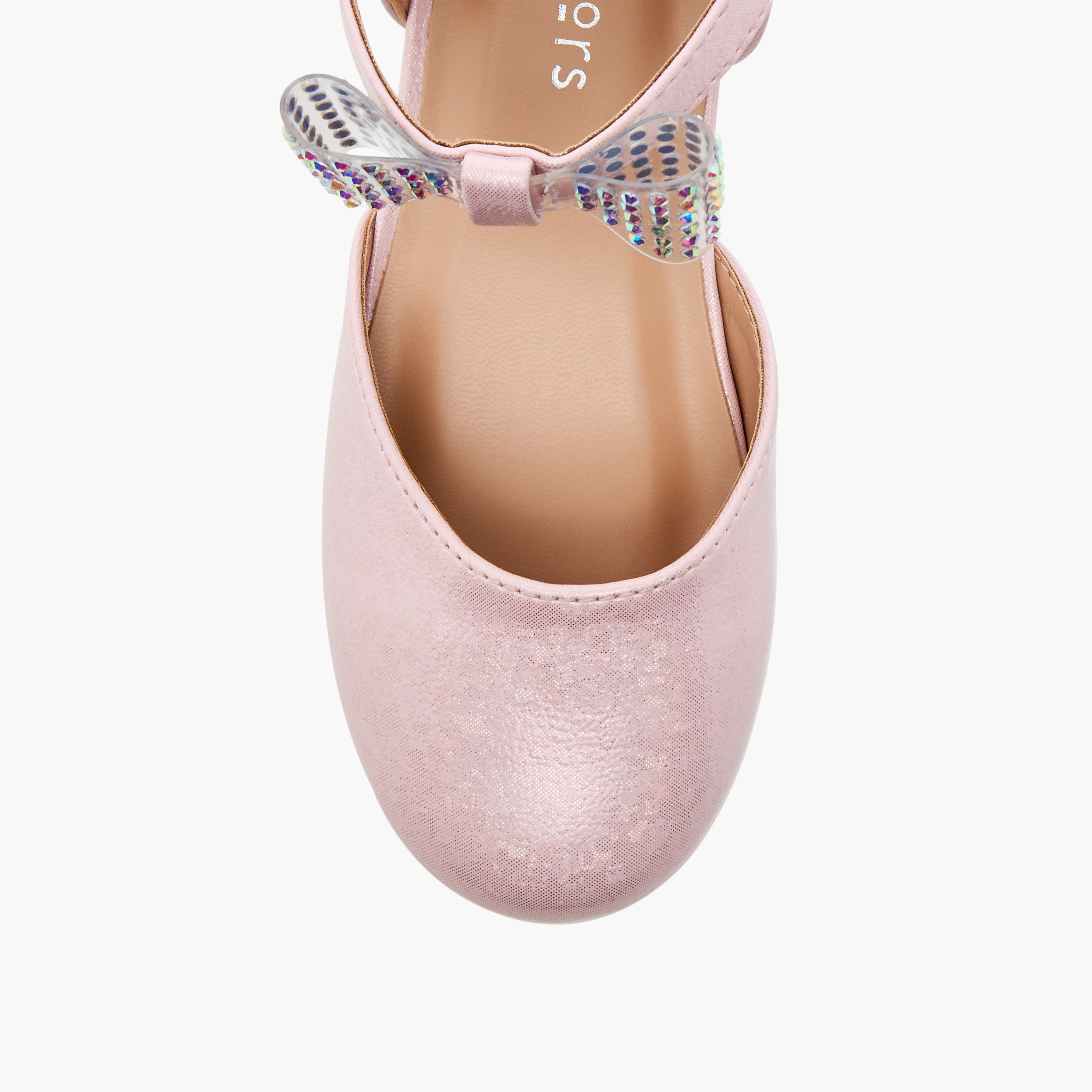 حذاء باليرينا بشريط إغلاق لاصق وفيونكة مزينة من جونيورز-girls-shoes-sandals-image-4