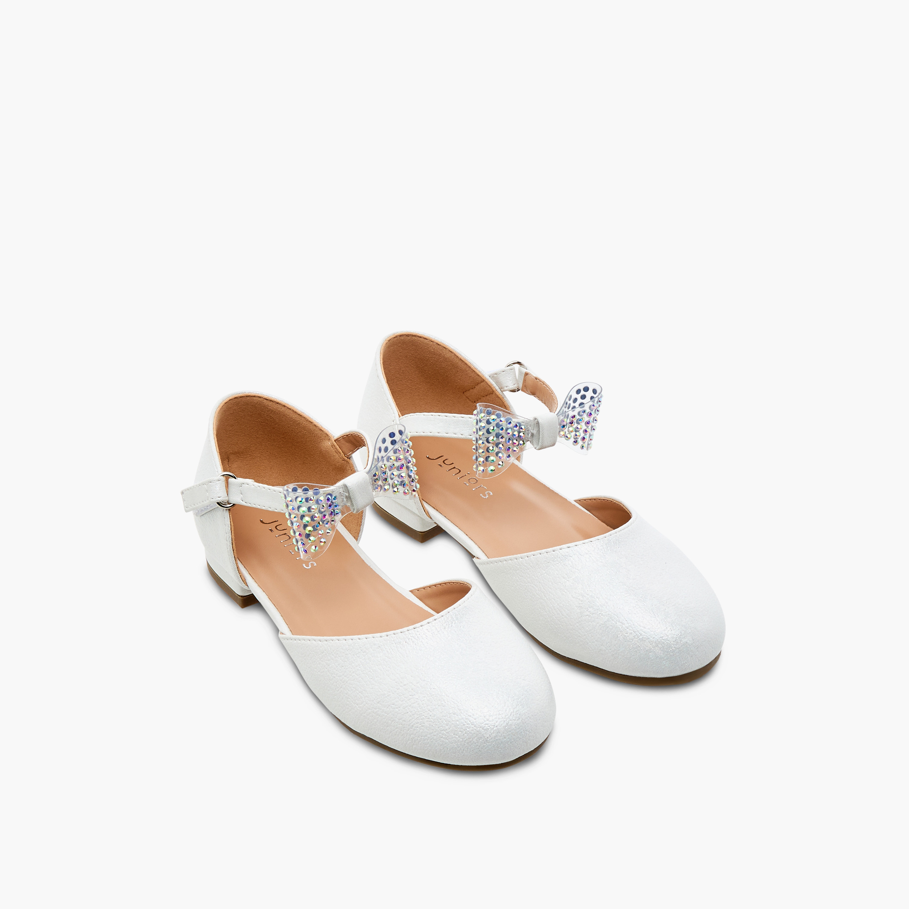 حذاء باليرينا بشريط إغلاق لاصق وفيونكة مزينة من جونيورز-girls-shoes-sandals-image-1