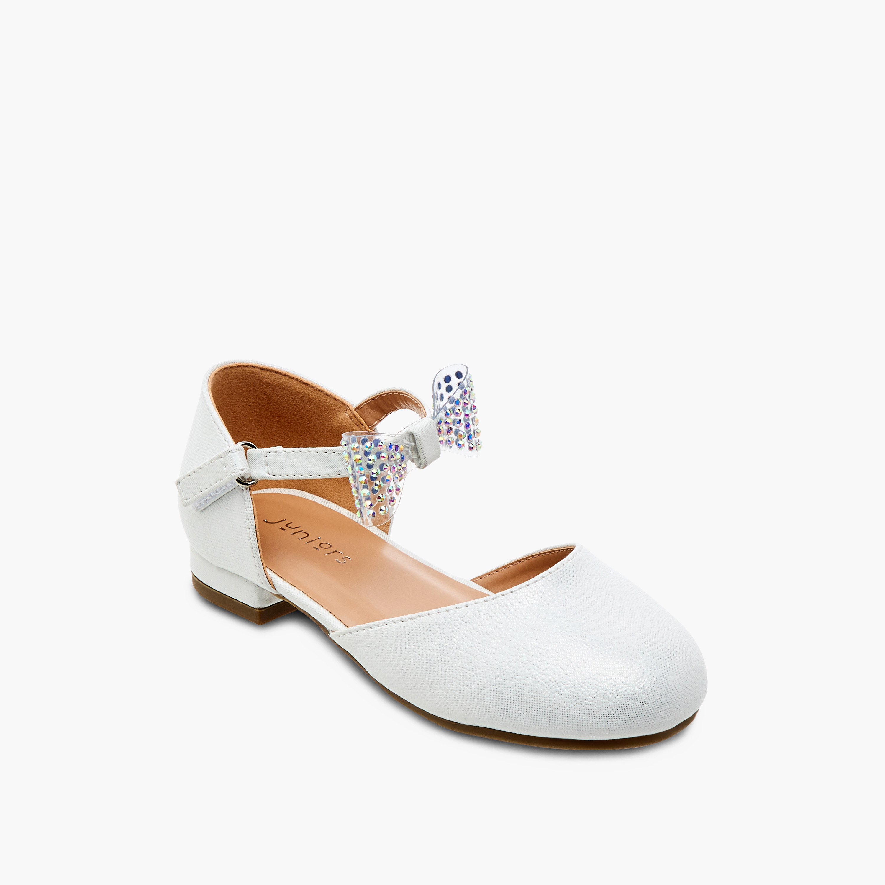 حذاء باليرينا بشريط إغلاق لاصق وفيونكة مزينة من جونيورز-girls-shoes-sandals-image-2
