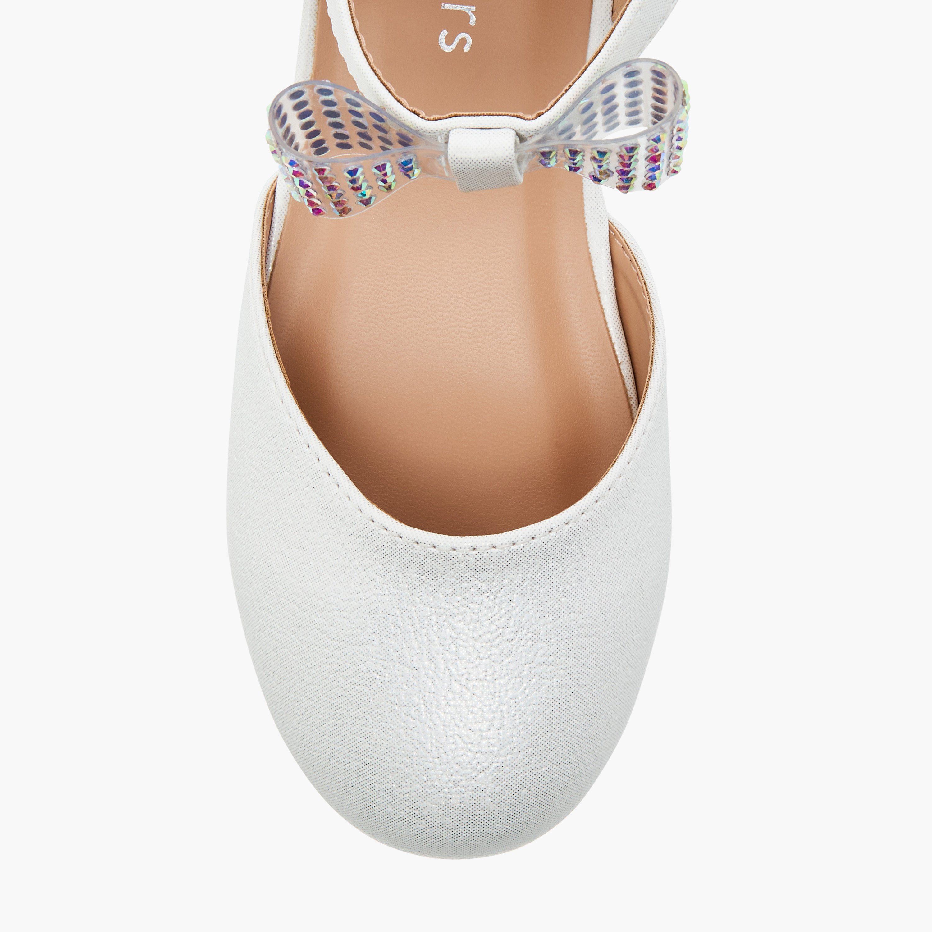 حذاء باليرينا بشريط إغلاق لاصق وفيونكة مزينة من جونيورز-girls-shoes-sandals-image-4
