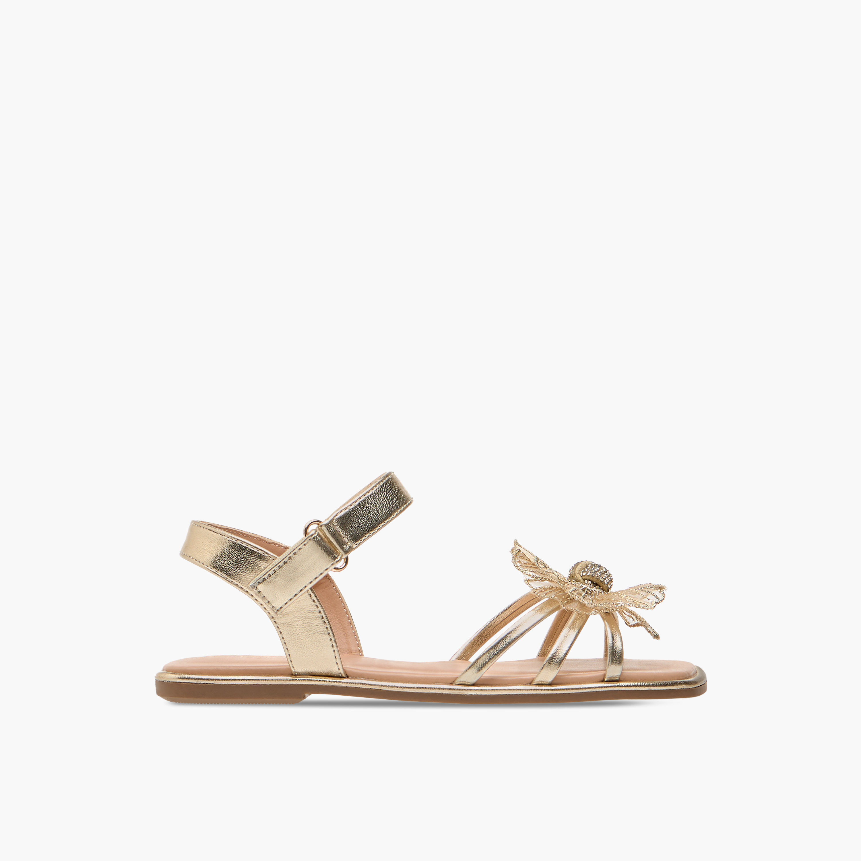 Celeste Girls' Flower Applique Sandals with Hook and Loop Closure-girls-shoes-sandals-image-2