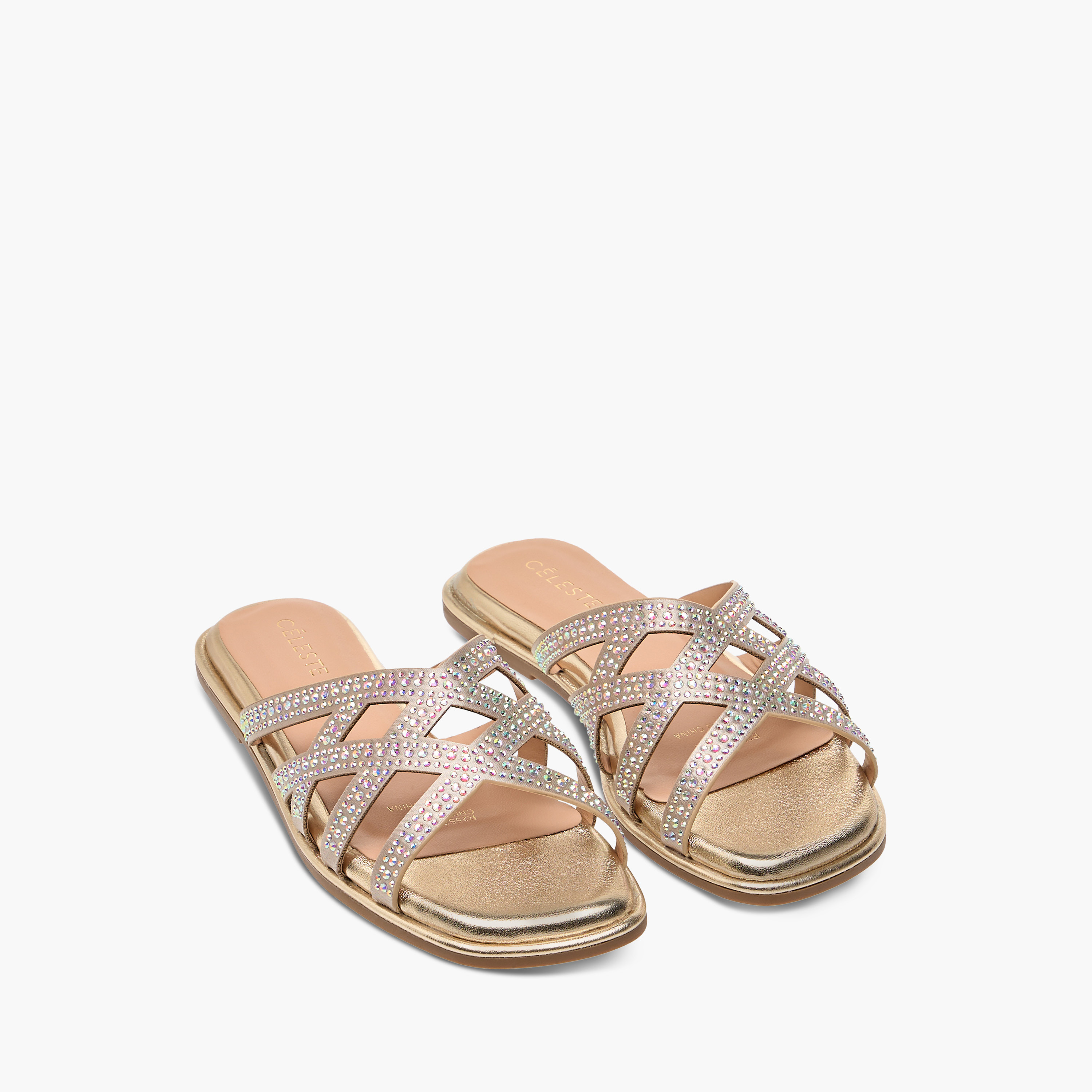 Celeste Girls' Embellished Slip-On Cross Strap Sandals-girls-shoes-sandals-image-6