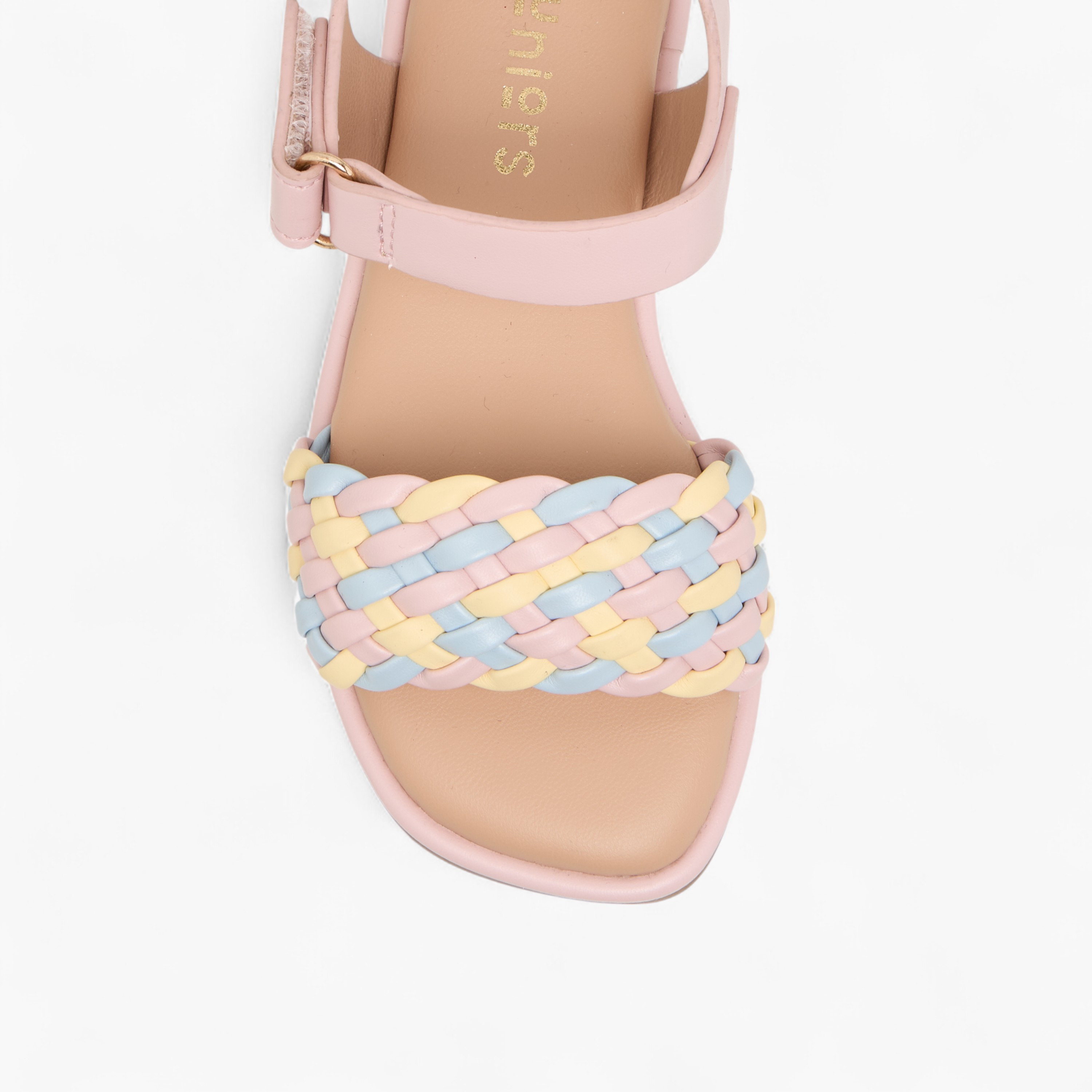 Juniors Weave Detail Sandals with Hook and Loop Closure-girls-shoes-sandals-image-3