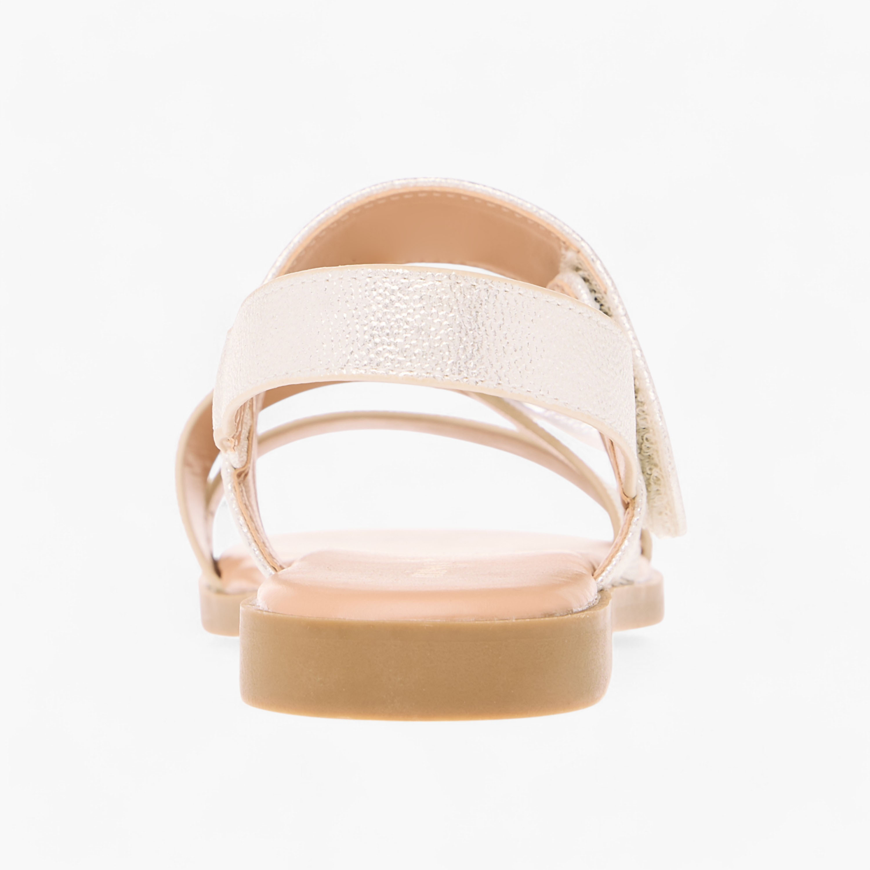 Little Missy Bow Embellished Flat Sandals with Hook and Loop Closure-girls-shoes-sandals-image-5