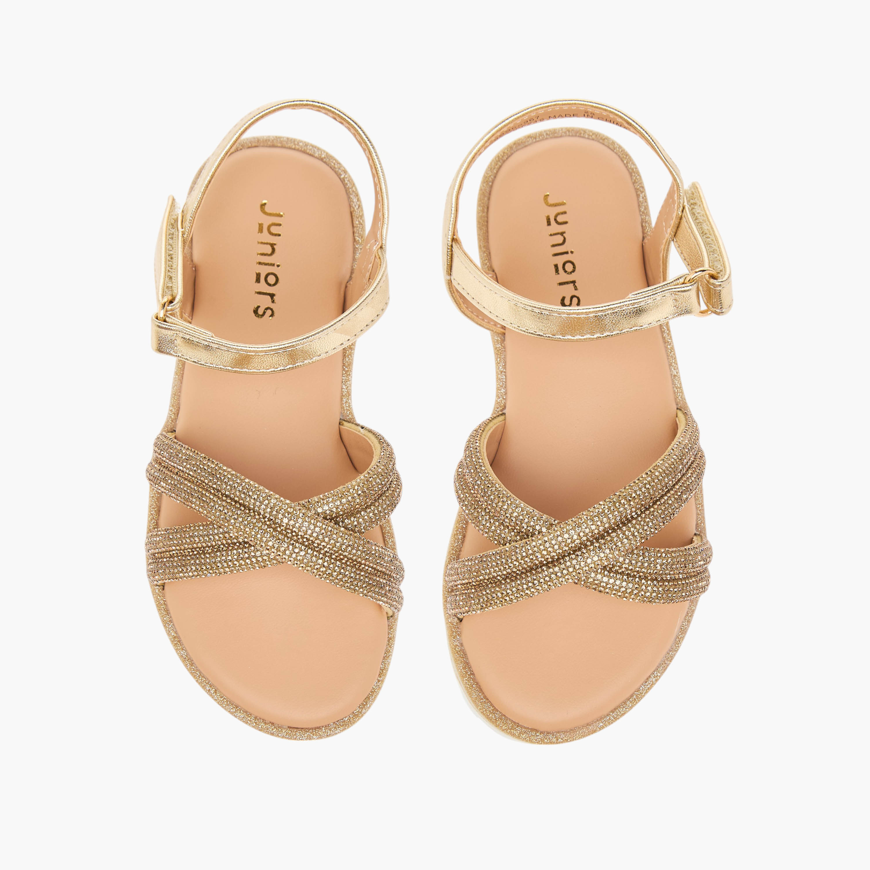 Juniors Embellished Sandals with Hook and Loop Closure-girls-shoes-sandals-image-1