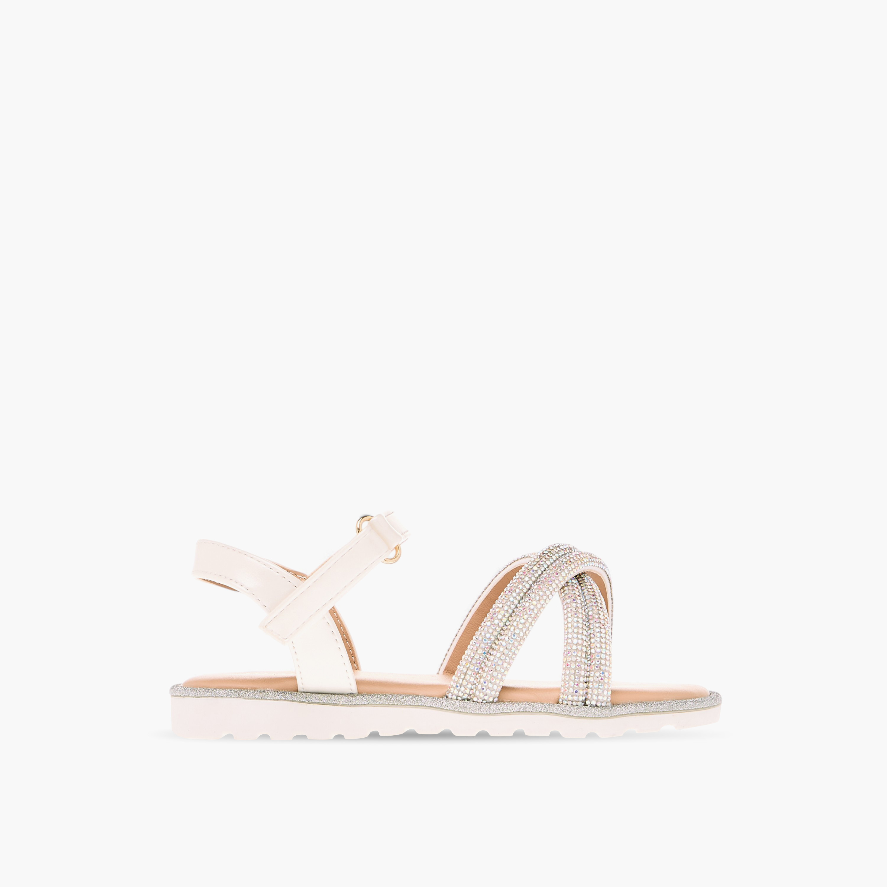 Juniors Embellished Sandals with Hook and Loop Closure-girls-shoes-sandals-image-2