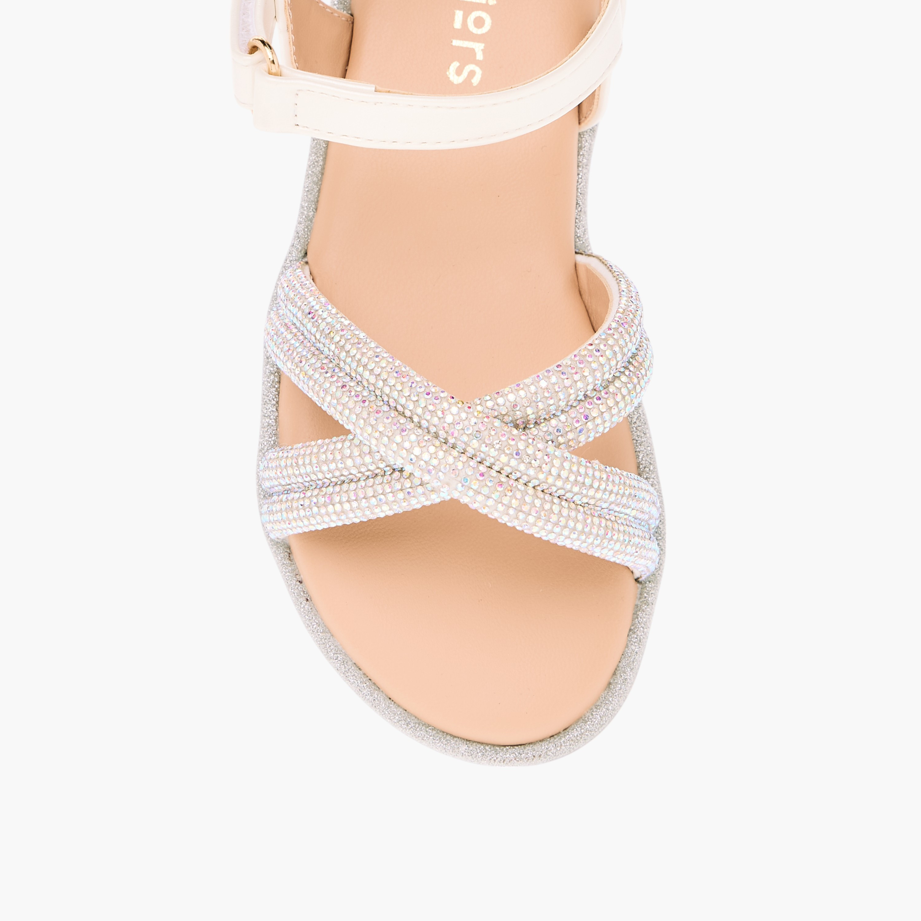 Juniors Embellished Sandals with Hook and Loop Closure-girls-shoes-sandals-image-3