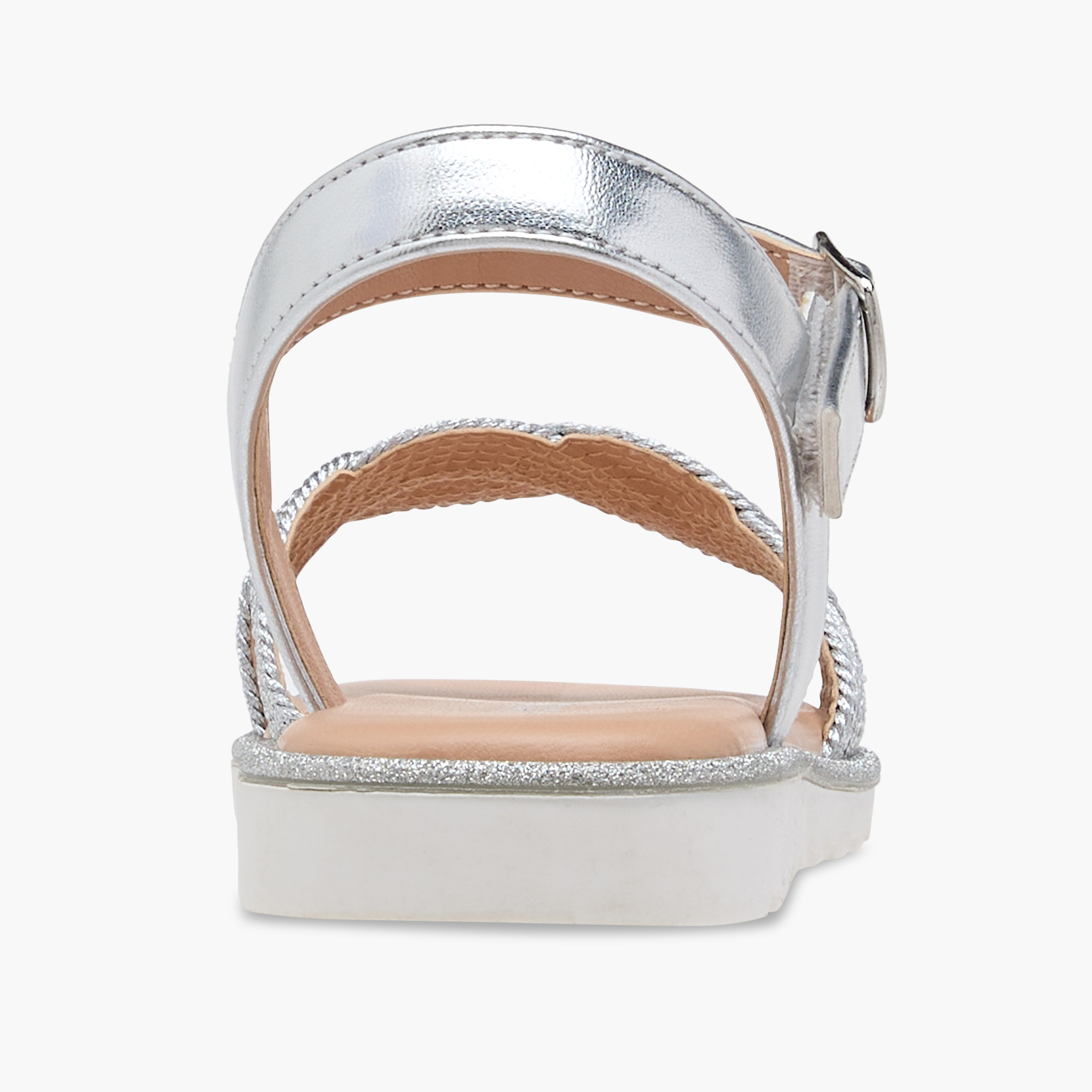 Juniors Textured Open Toe Sandals with Hook and Loop Closure-girls-shoes-sandals-image-4