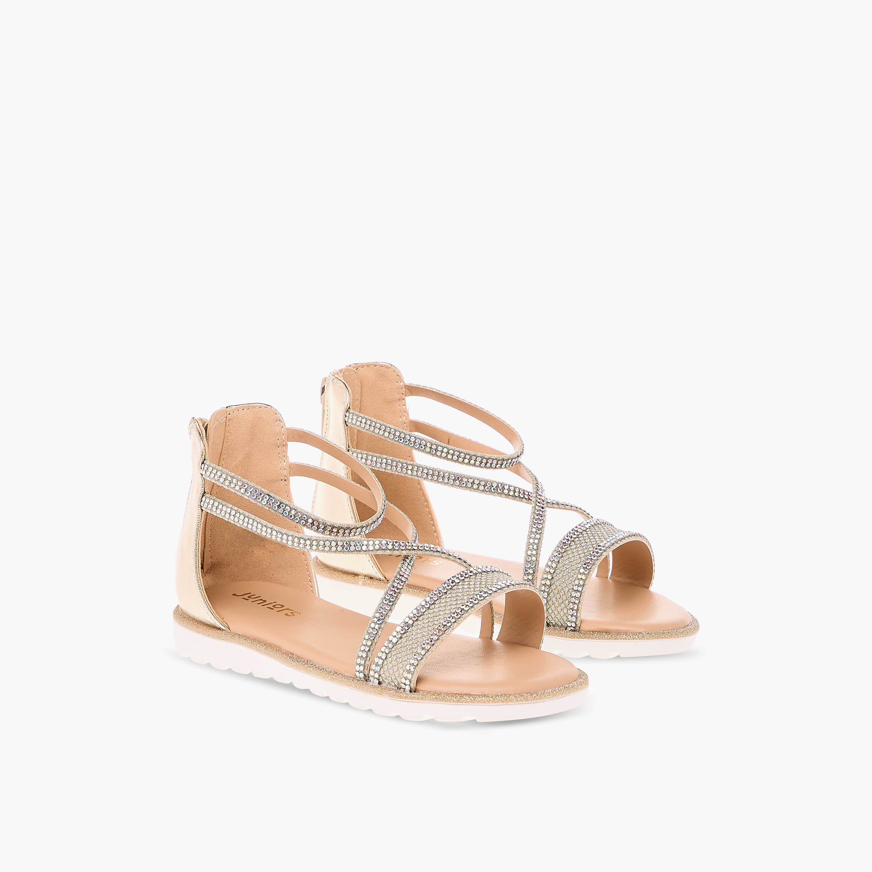 صندل مزين بأحزمة متعددة وسحاب إغلاق من جونيورز-girls-shoes-sandals-image-1