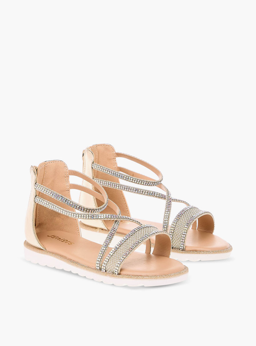 صندل مزين بأحزمة متعددة وسحاب إغلاق من جونيورز-girls-shoes-sandals-image-1