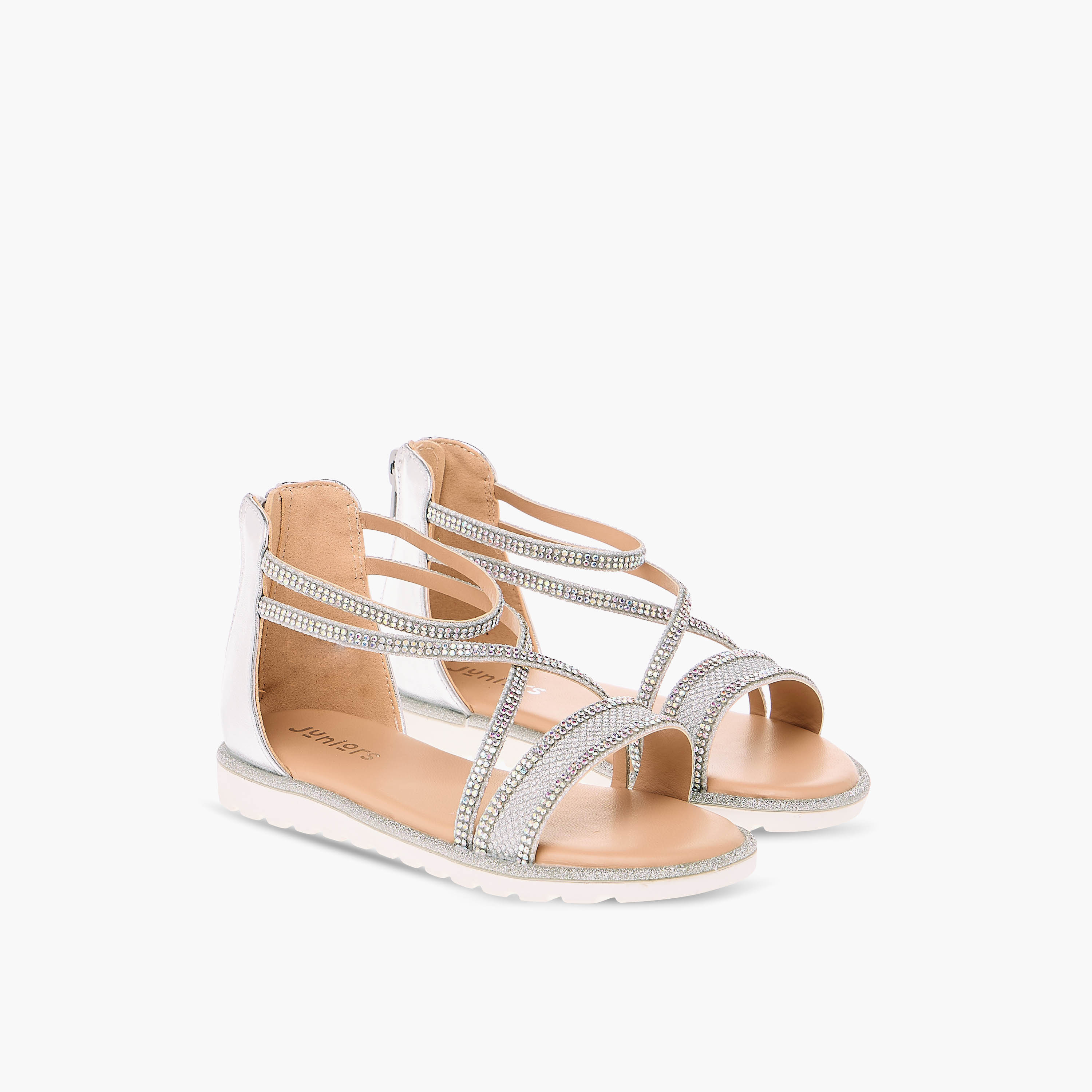 صندل مزين بأحزمة متعددة وسحاب إغلاق من جونيورز-girls-shoes-sandals-image-6