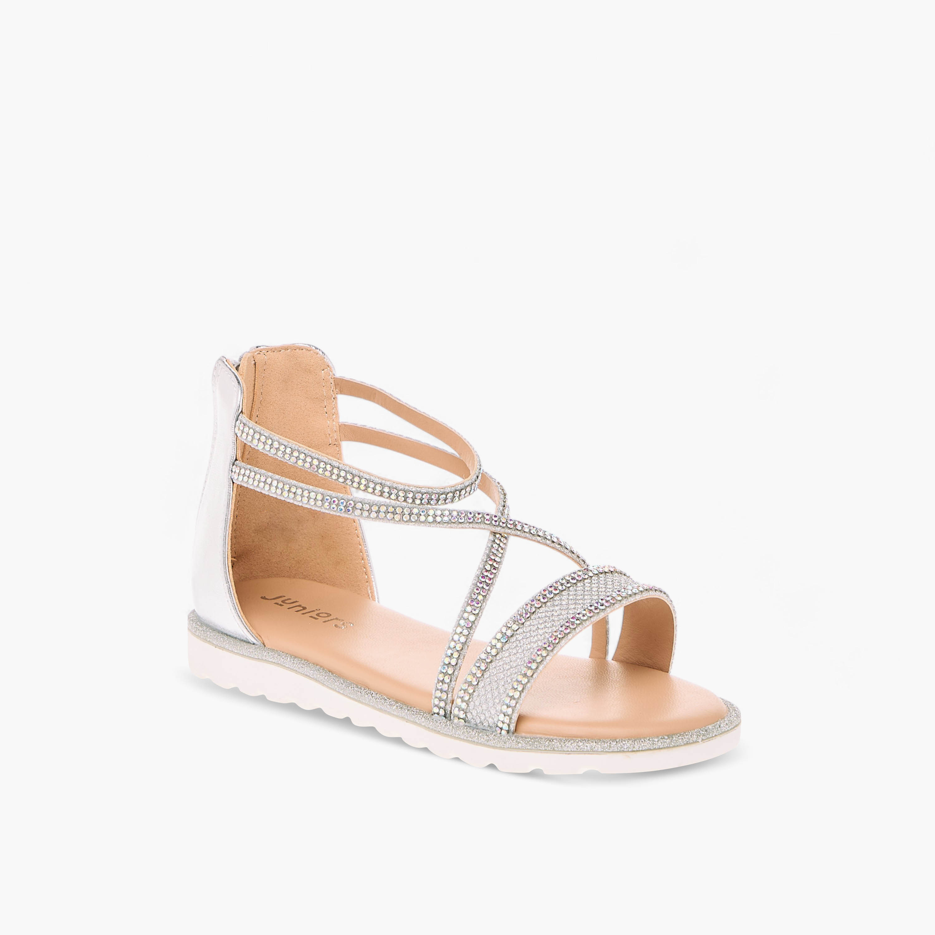صندل مزين بأحزمة متعددة وسحاب إغلاق من جونيورز-girls-shoes-sandals-image-7