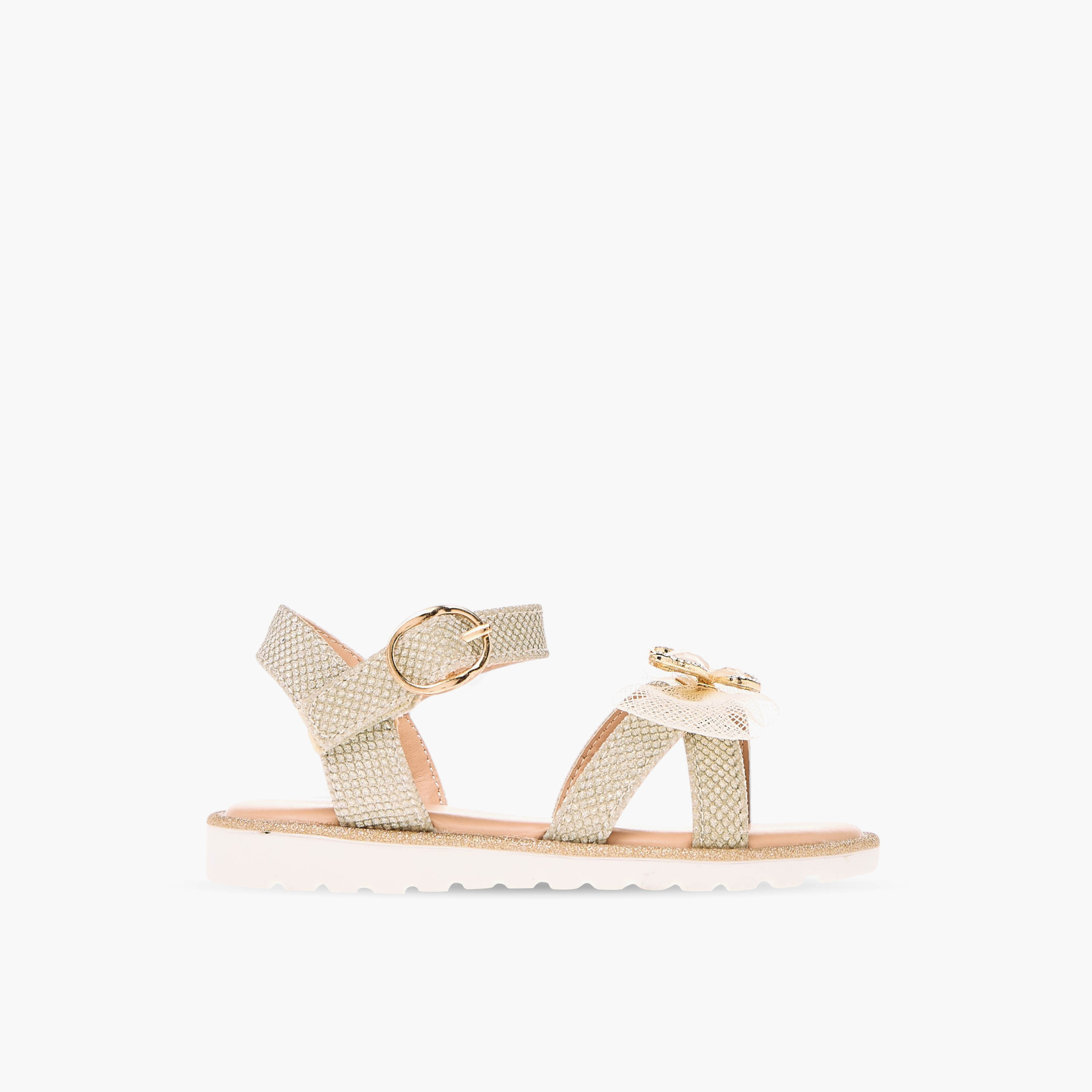Juniors Butterfly Embellished Sandals with Hook and Loop Closure-girls-shoes-sandals-image-6