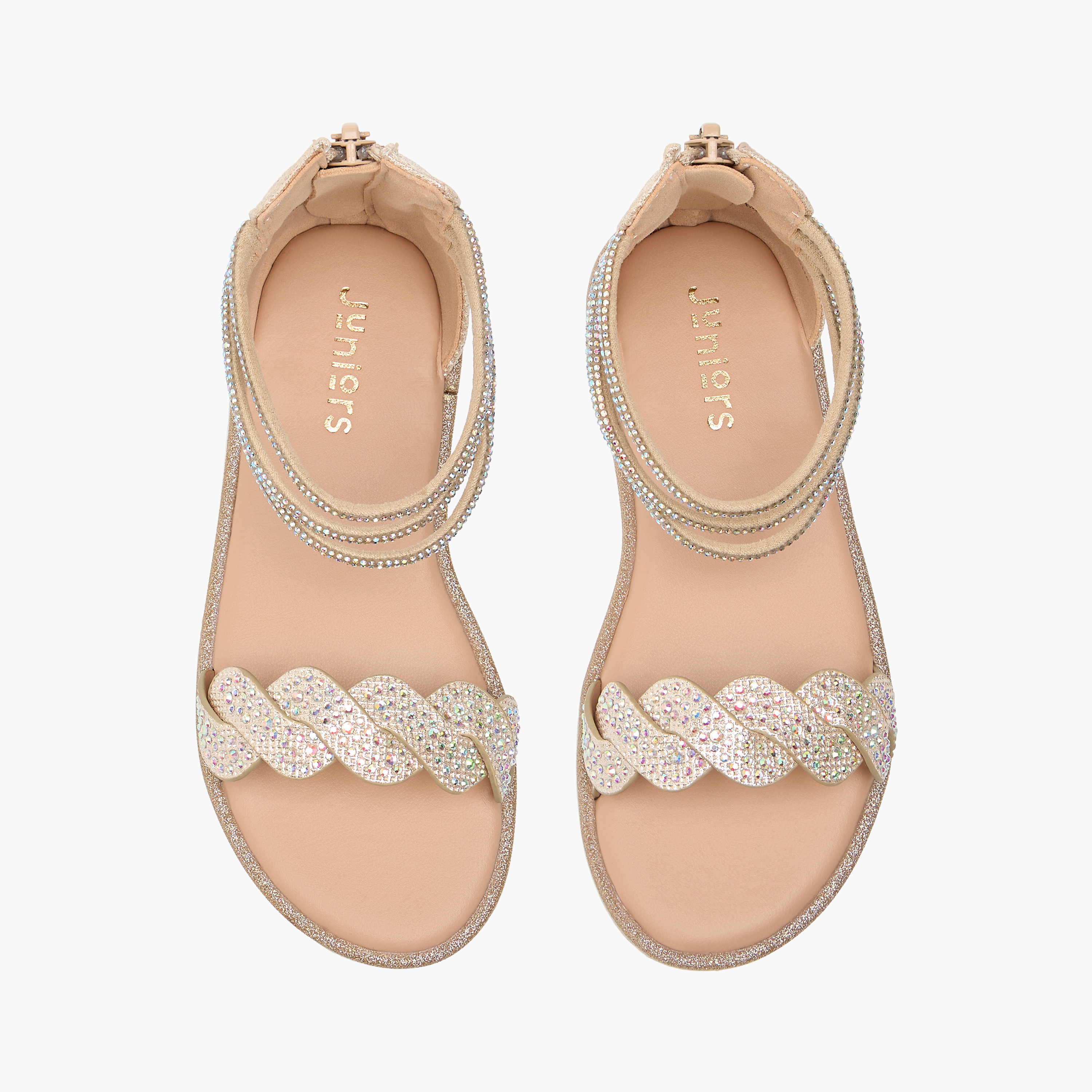 صندل مزيّن بحزام حول الكاحل وسحّاب إغلاق من جونيورز-girls-shoes-sandals-image-5