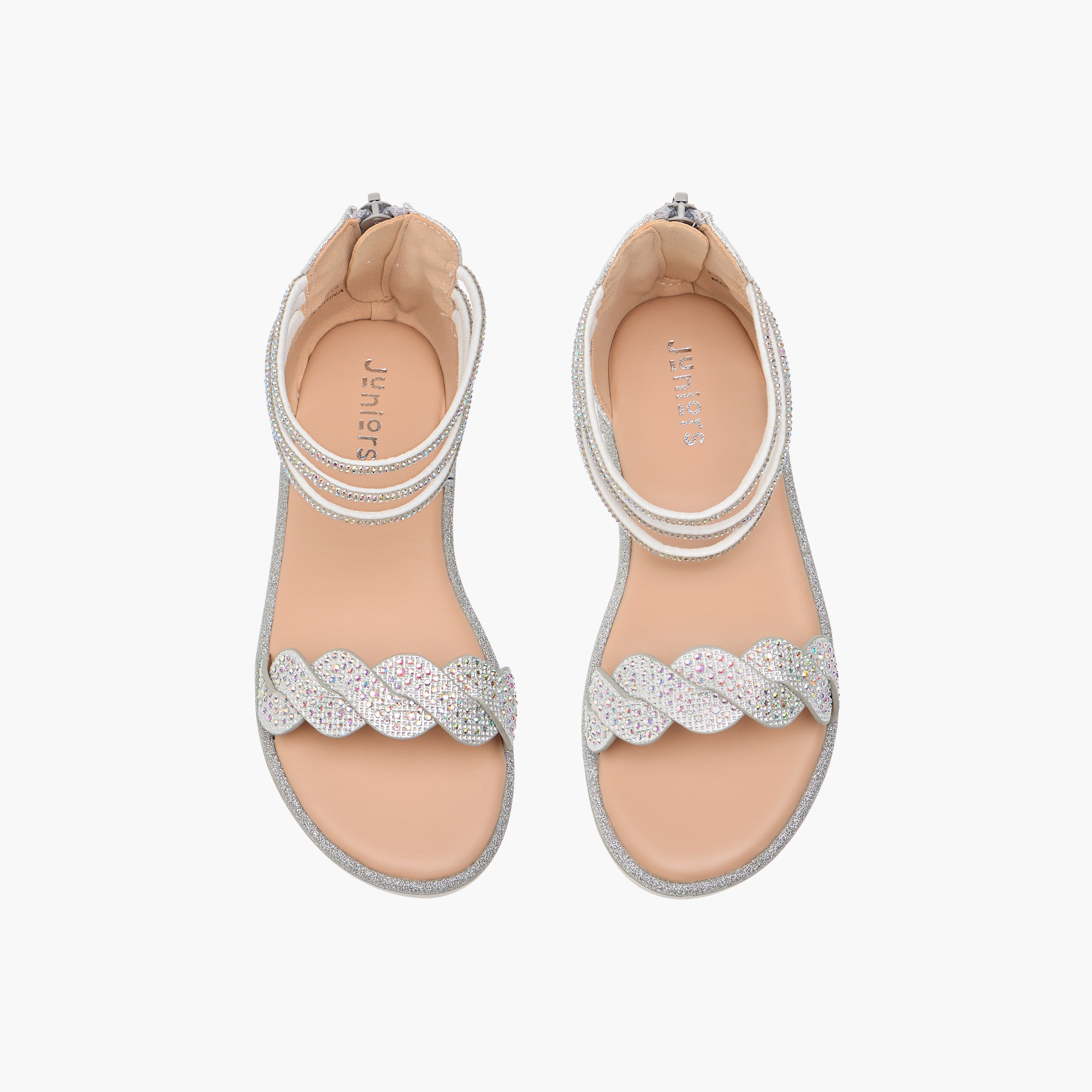 صندل مزيّن بحزام حول الكاحل وسحّاب إغلاق من جونيورز-girls-shoes-sandals-image-1