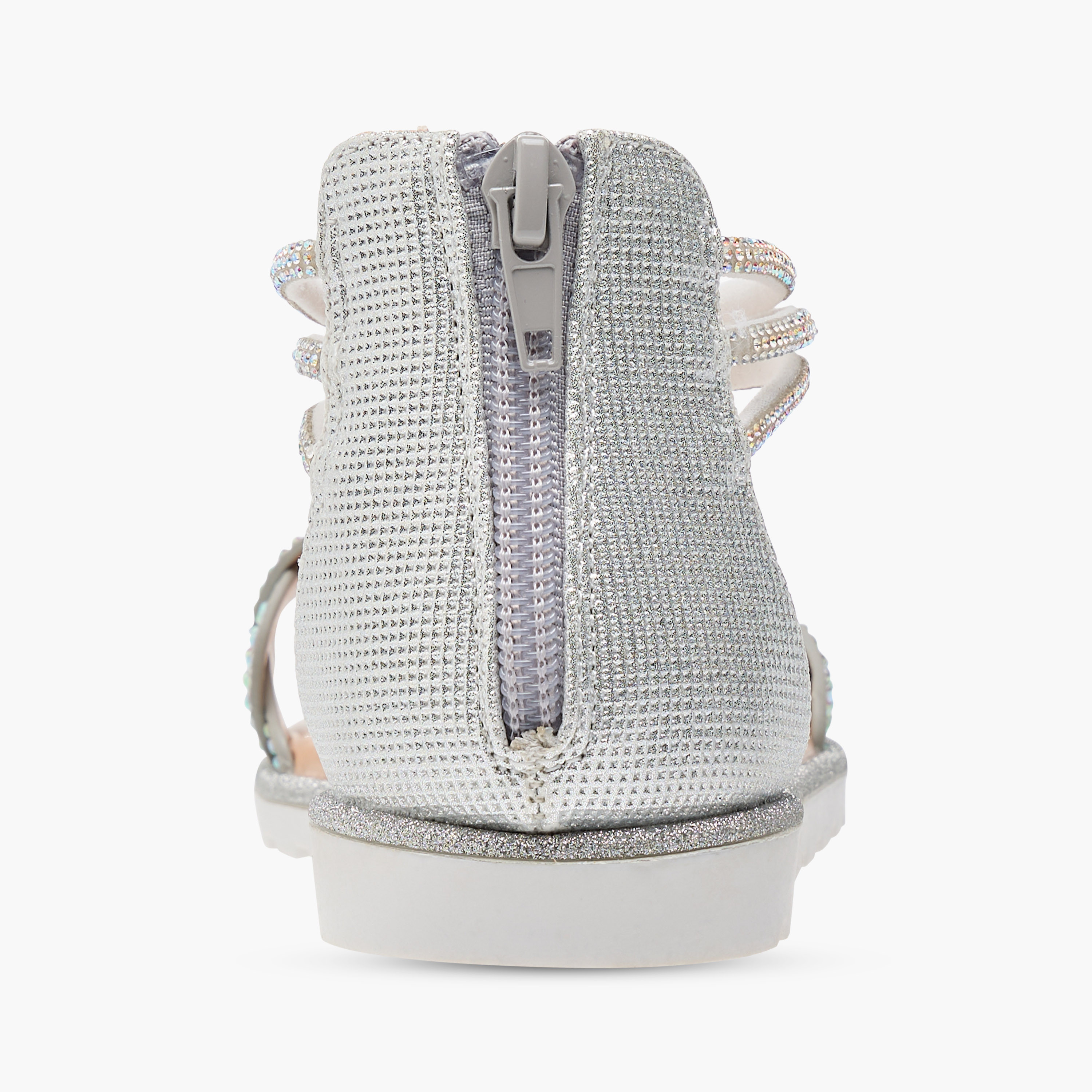 Juniors Embellished Ankle Strap Sandals with Zip Closure-girls-shoes-sandals-image-4