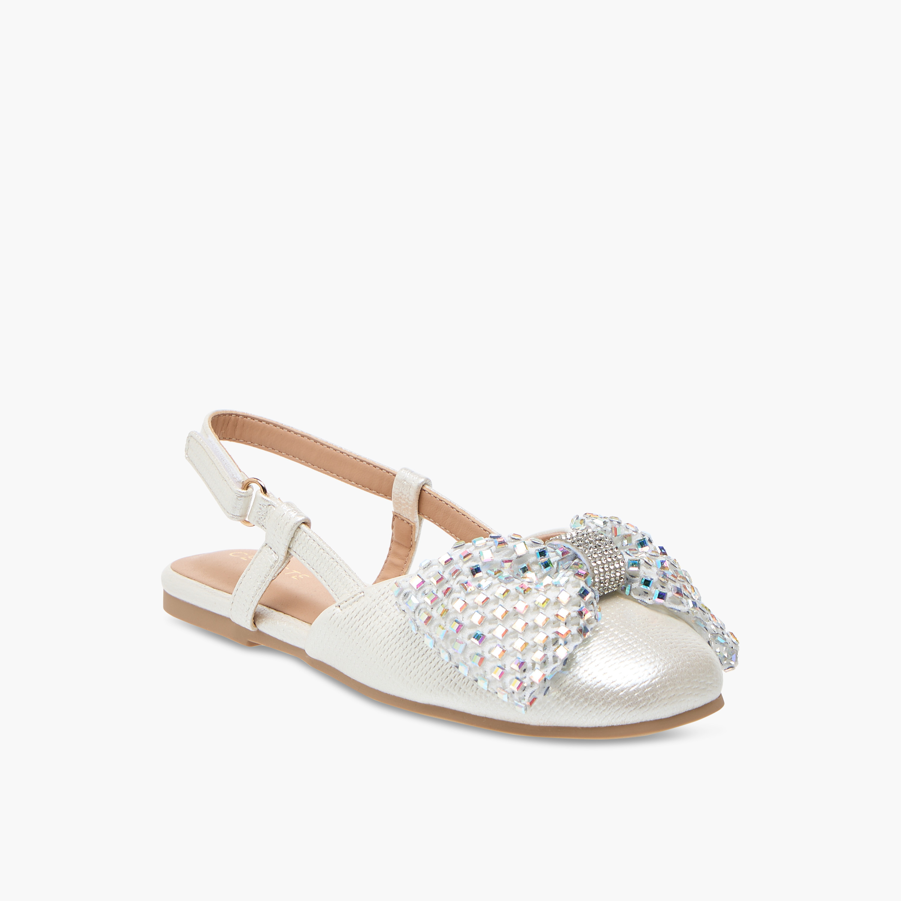 Celeste Girls' Embellished Bow Sandals with Hook and Loop Closure-girls-shoes-sandals-image-2