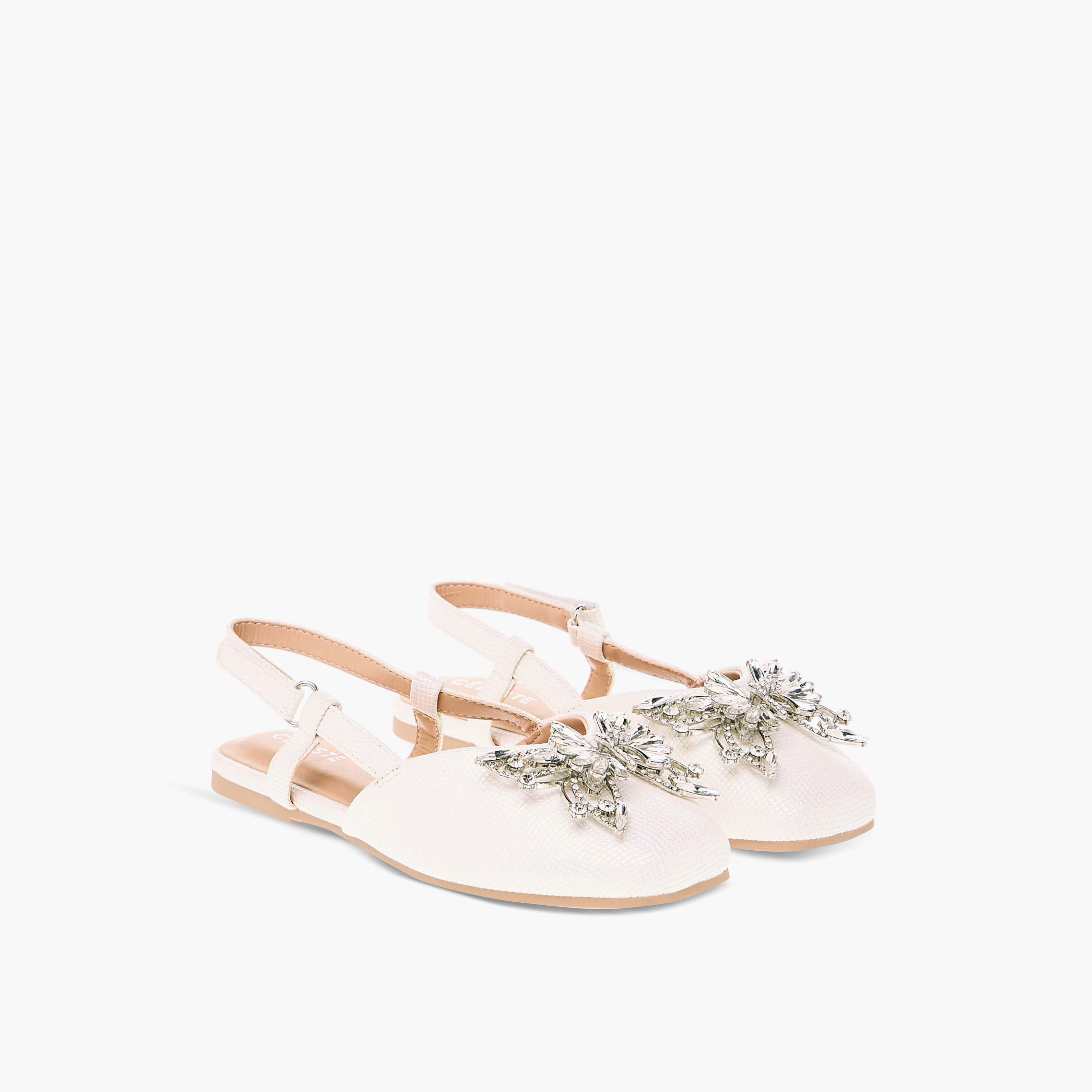 Celeste Girls' Butterfly Embellished Sandals with Hook and Loop Closure-girls-shoes-sandals-image-1