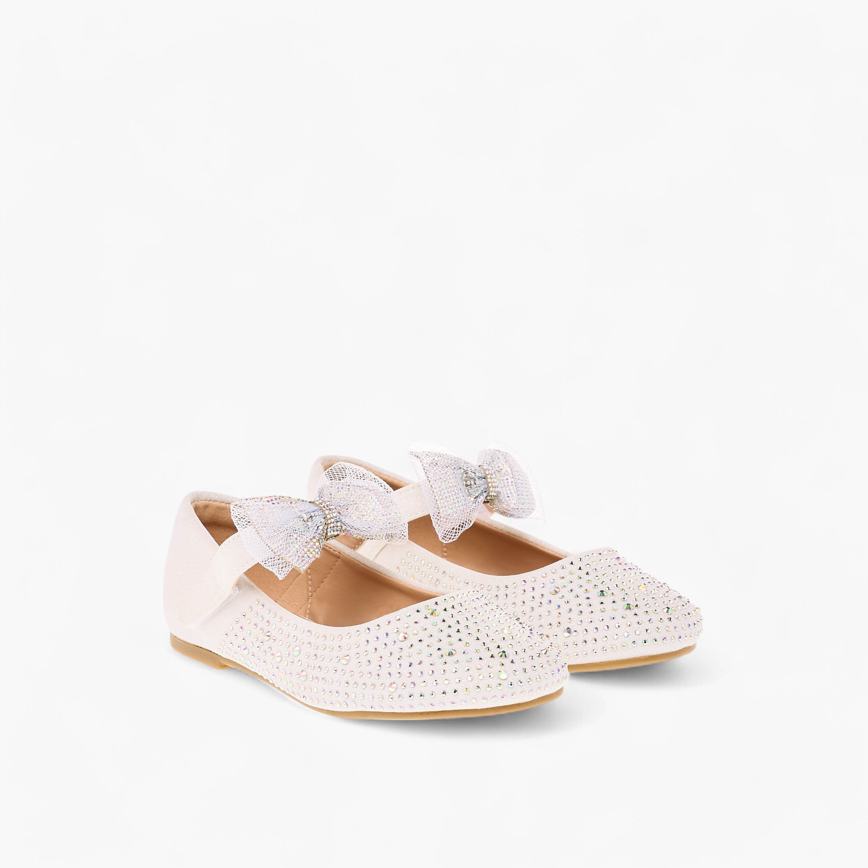 حذاء باليرينا مزين بفيونكة وشريط إغلاق لاصق-girls-shoes-ballerinas-image-1