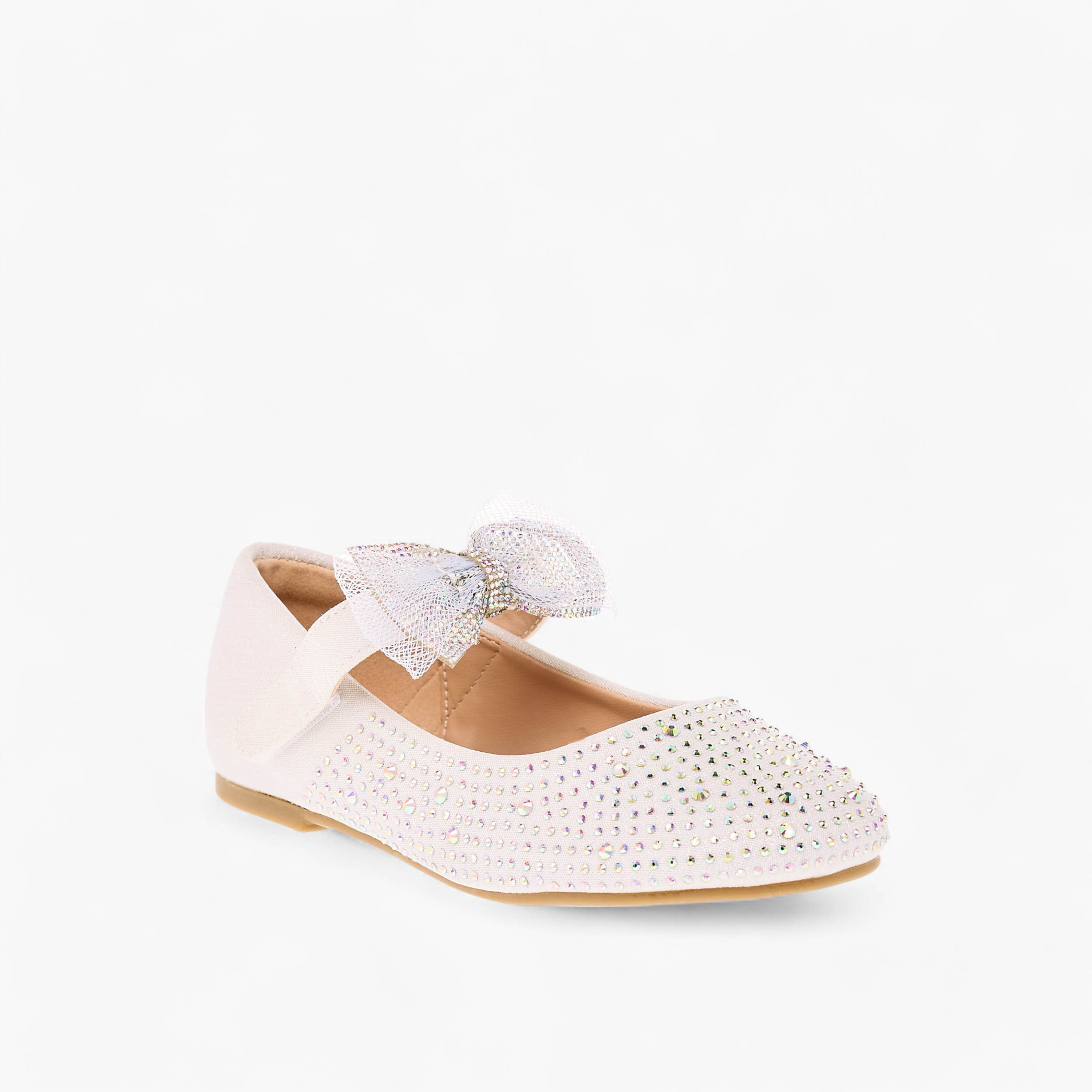 حذاء باليرينا مزين بفيونكة وشريط إغلاق لاصق-girls-shoes-ballerinas-image-2