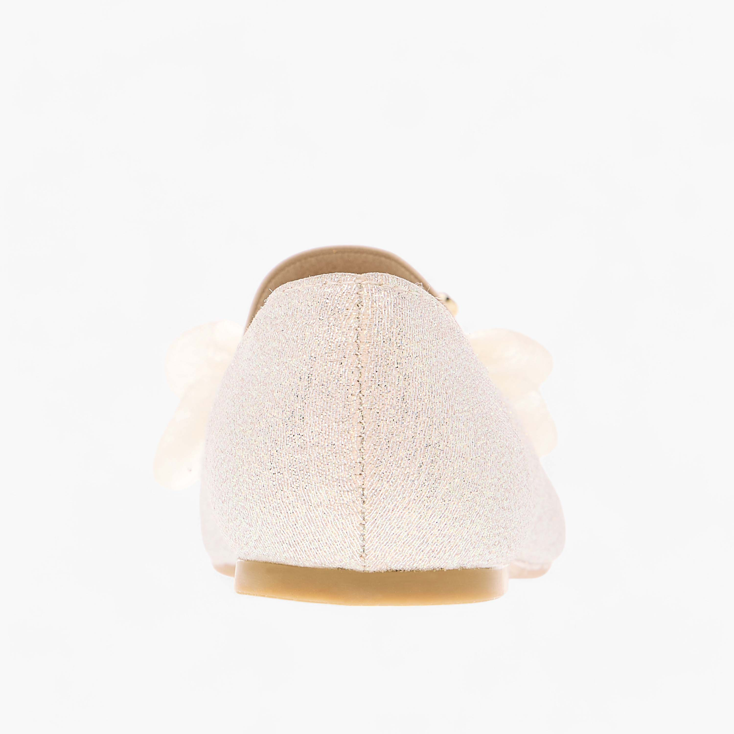 Juniors Embellished Butterfly Applique Ballerina Shoes with Elasticated Strap-girls-shoes-ballerinas-image-5