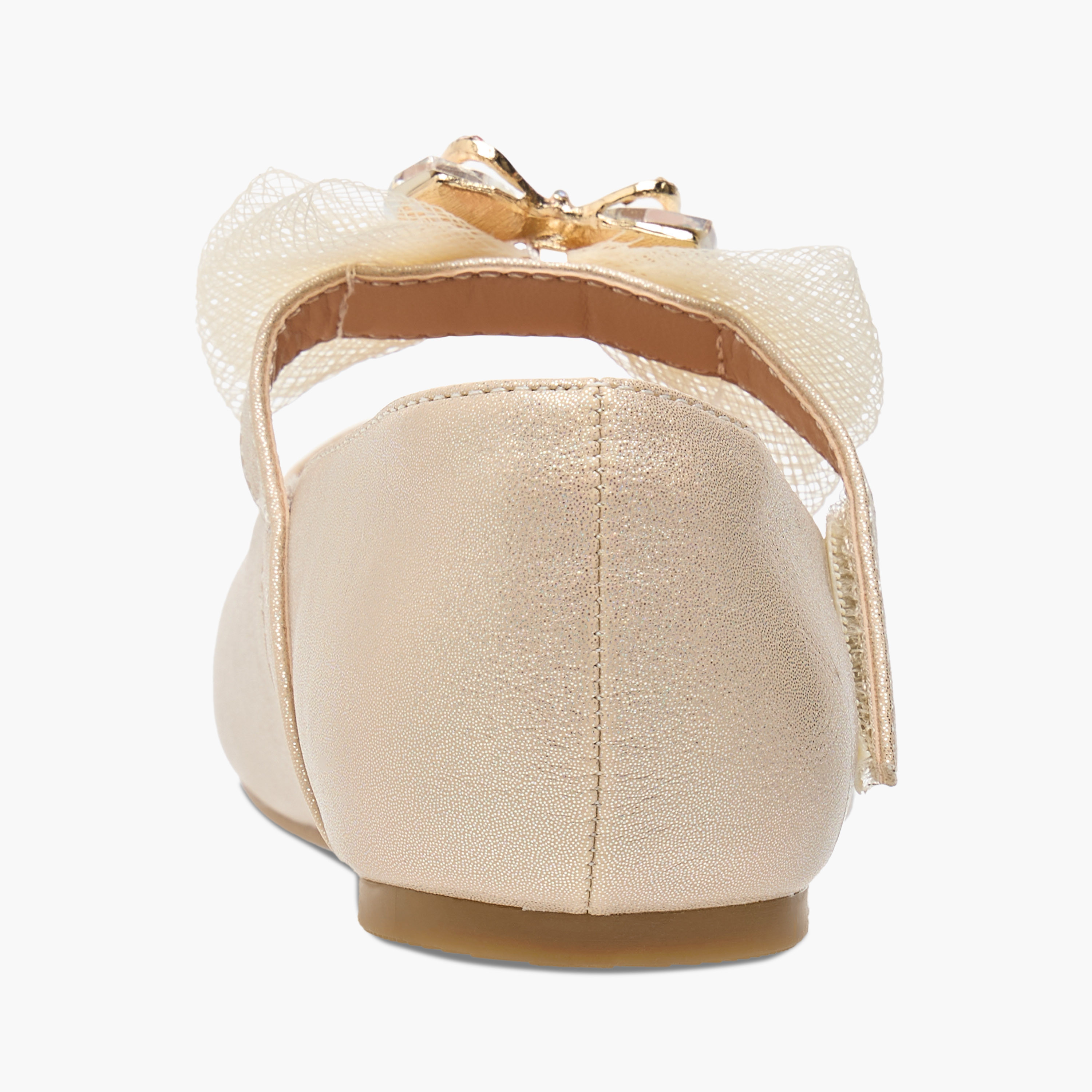Juniors Bow Embellished Ballerina Shoes with Hook and Loop Closure-girls-shoes-maryjanes-image-6